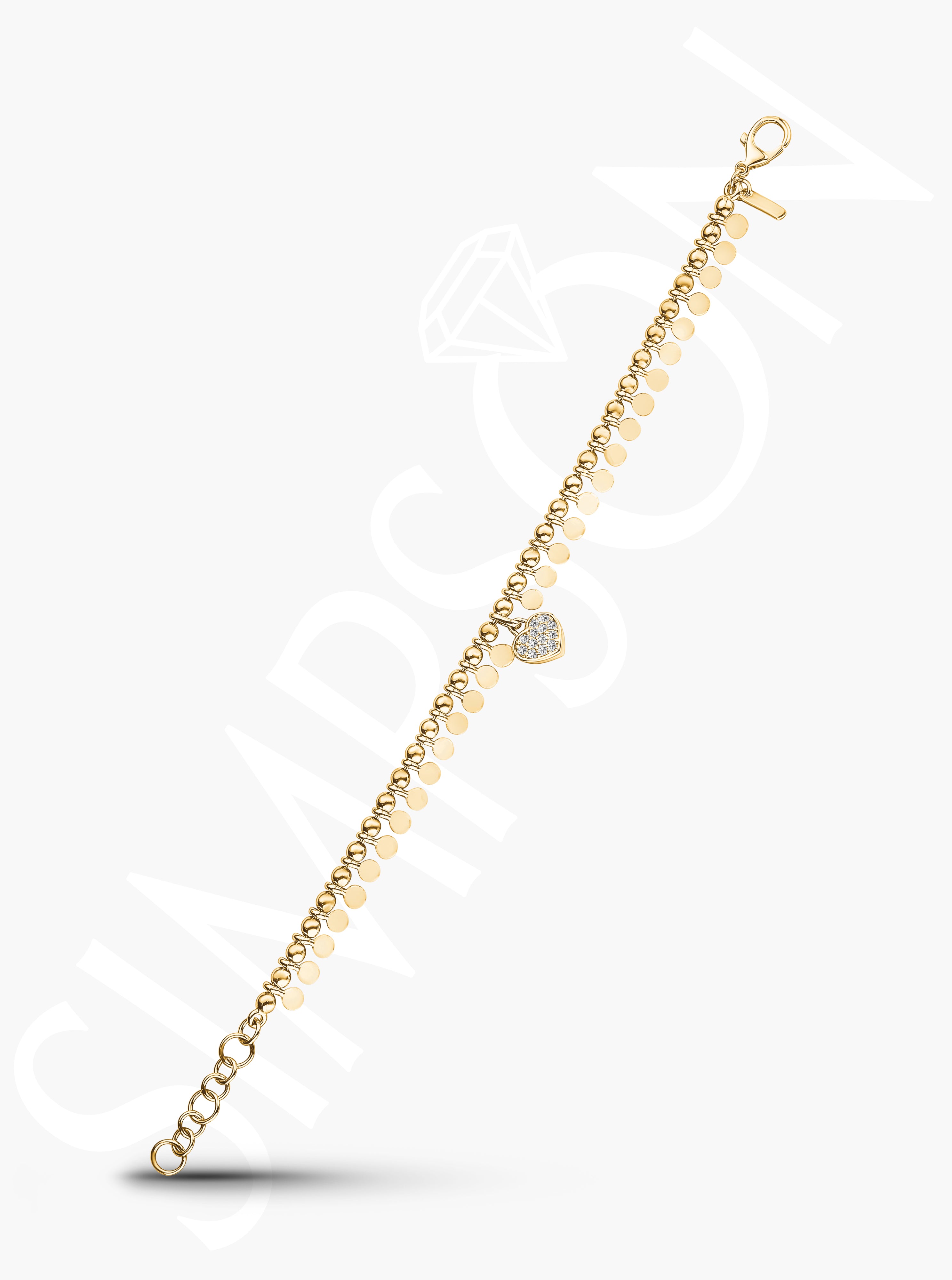 Diamond Heart Charm Bracelet