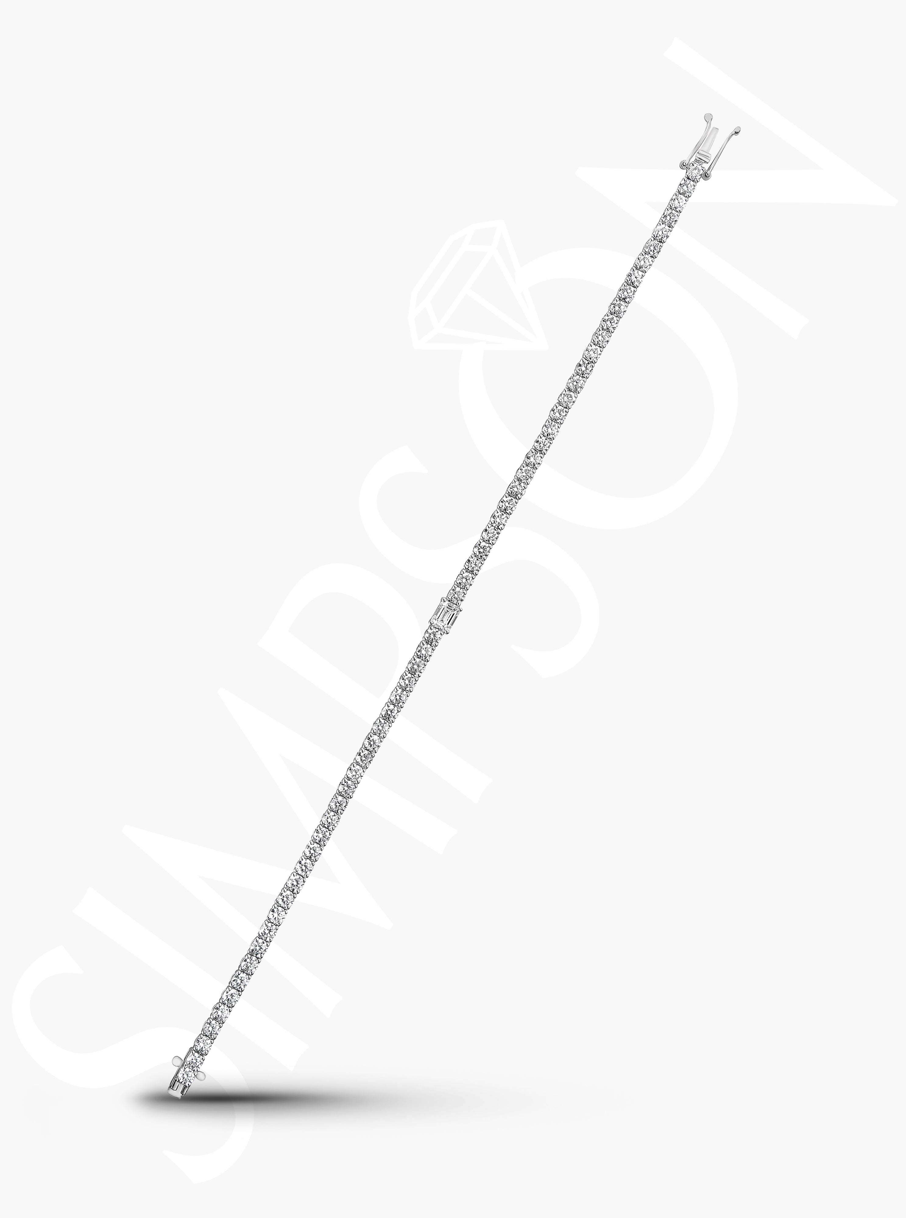 Diamond Tennis Bracelet with Emerald-Cut Accent