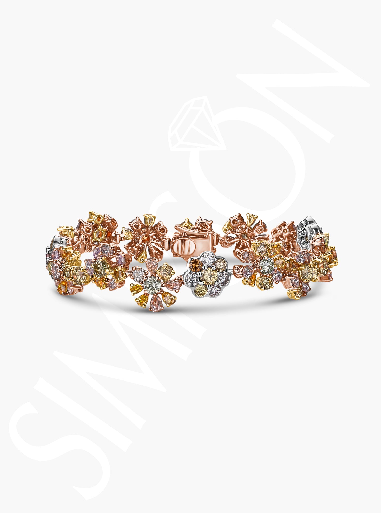 Floral Multi-Color Diamond Bracelet