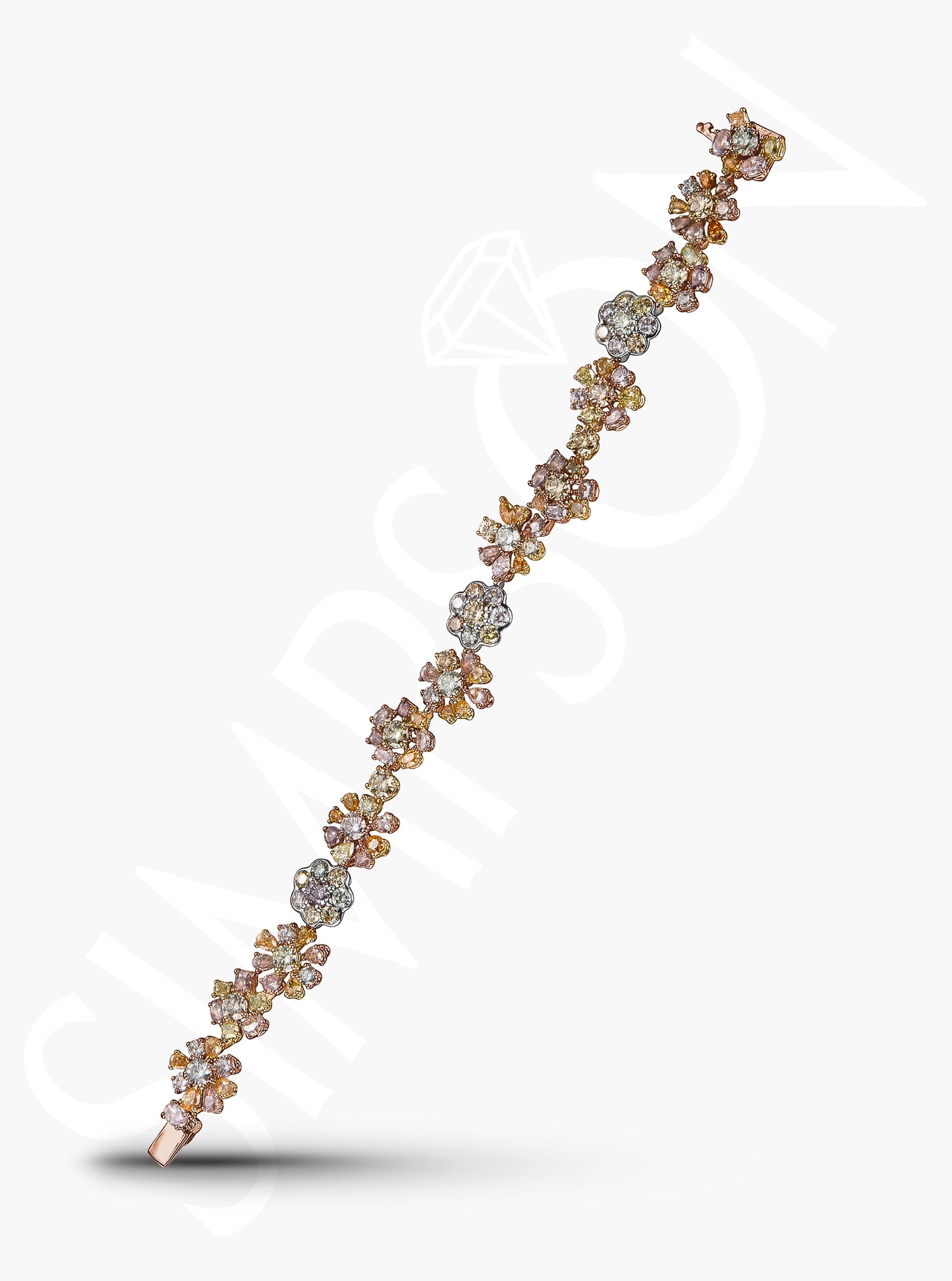 Floral Multi-Color Diamond Bracelet