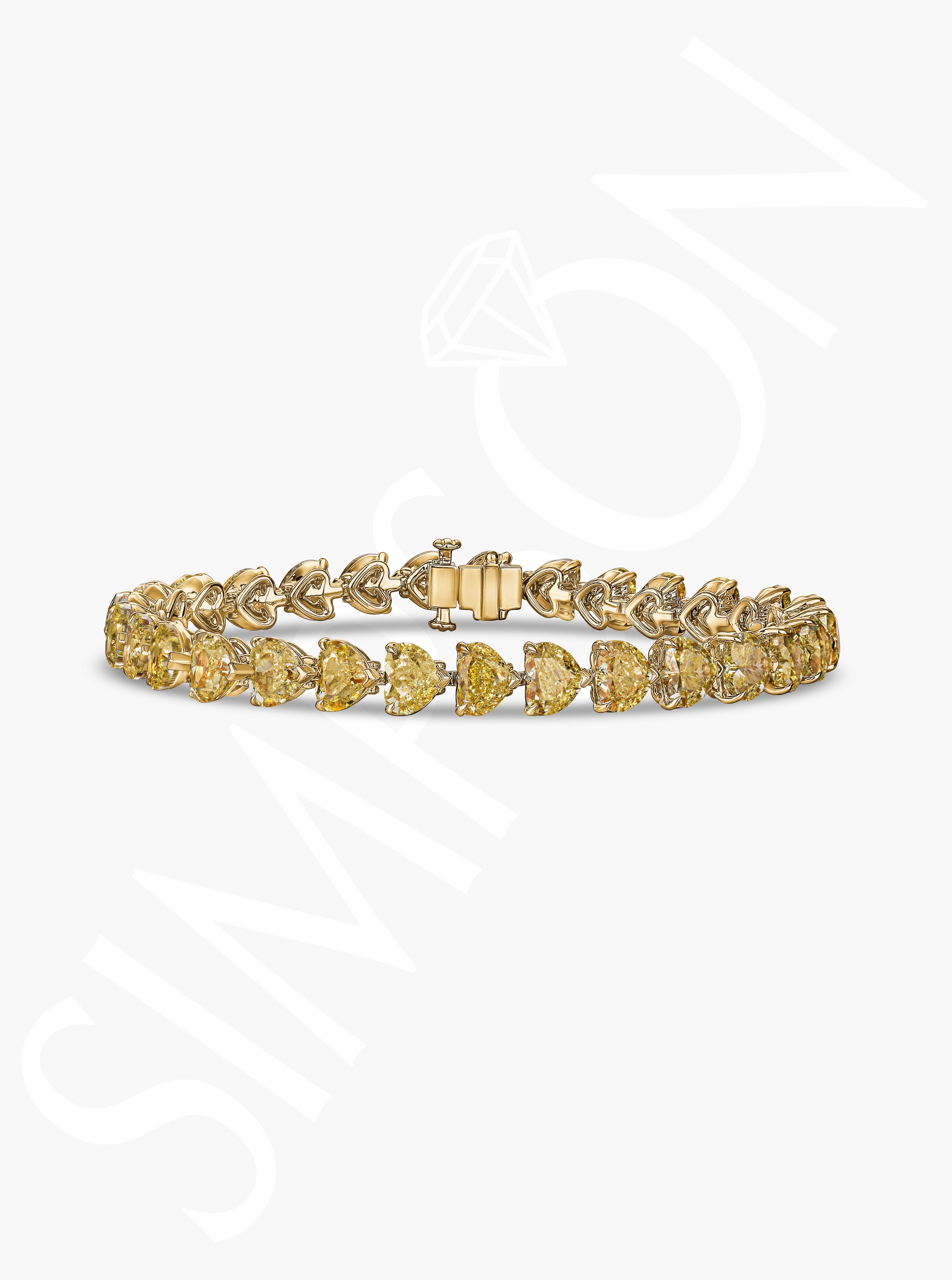 Yellow Diamond Heart Tennis Bracelet 