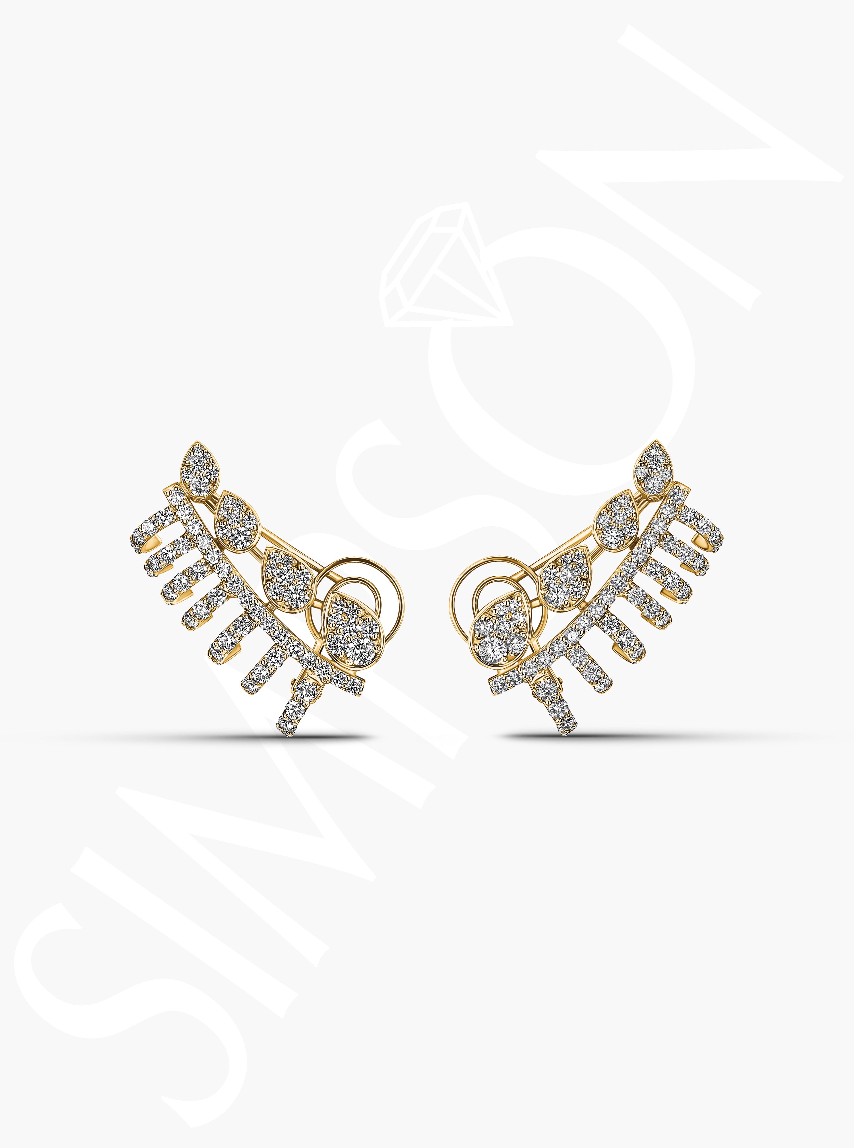 Ear Climber Earrings with Diamond accents