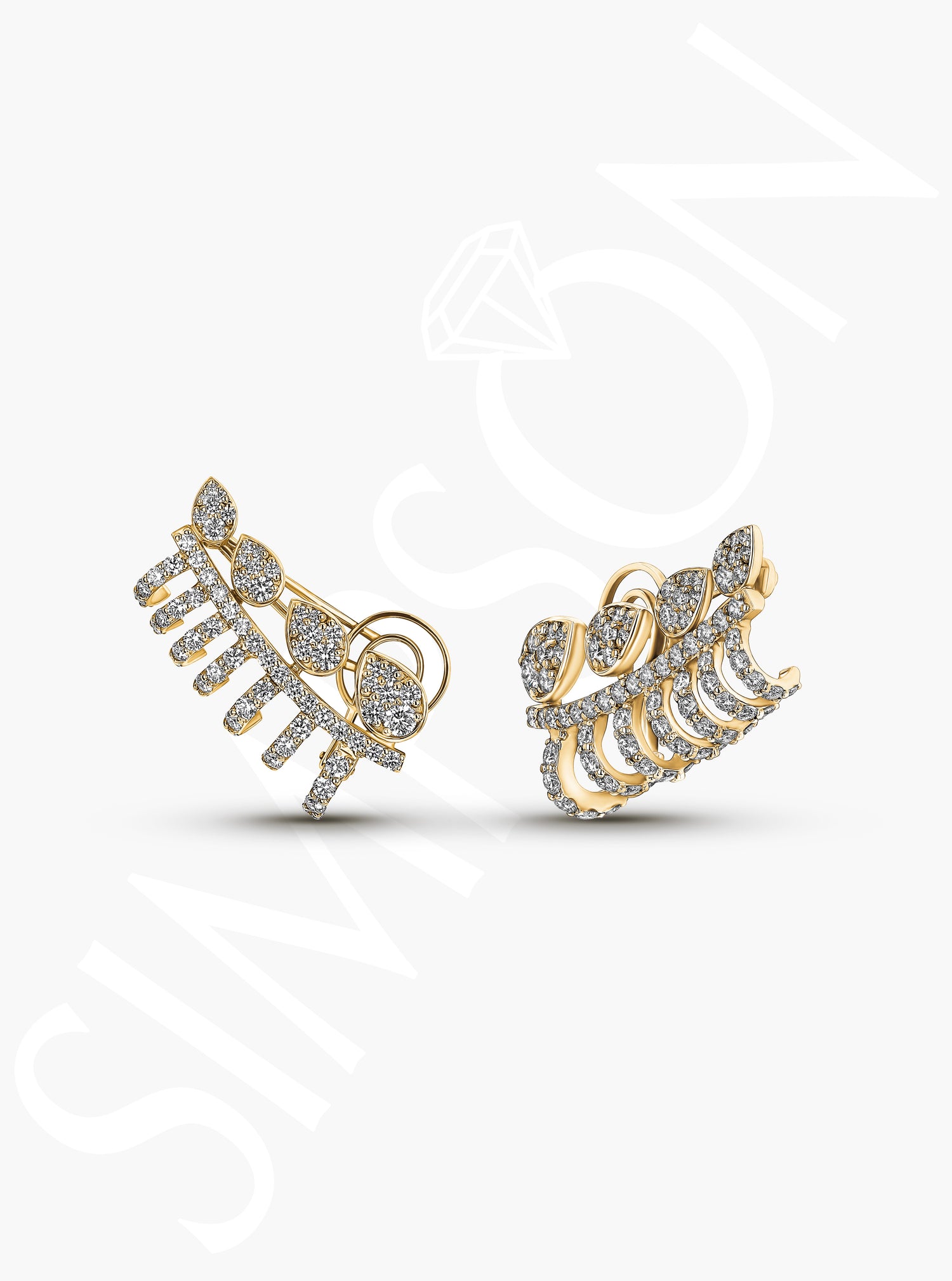 Ear Climber Earrings with Diamond accents