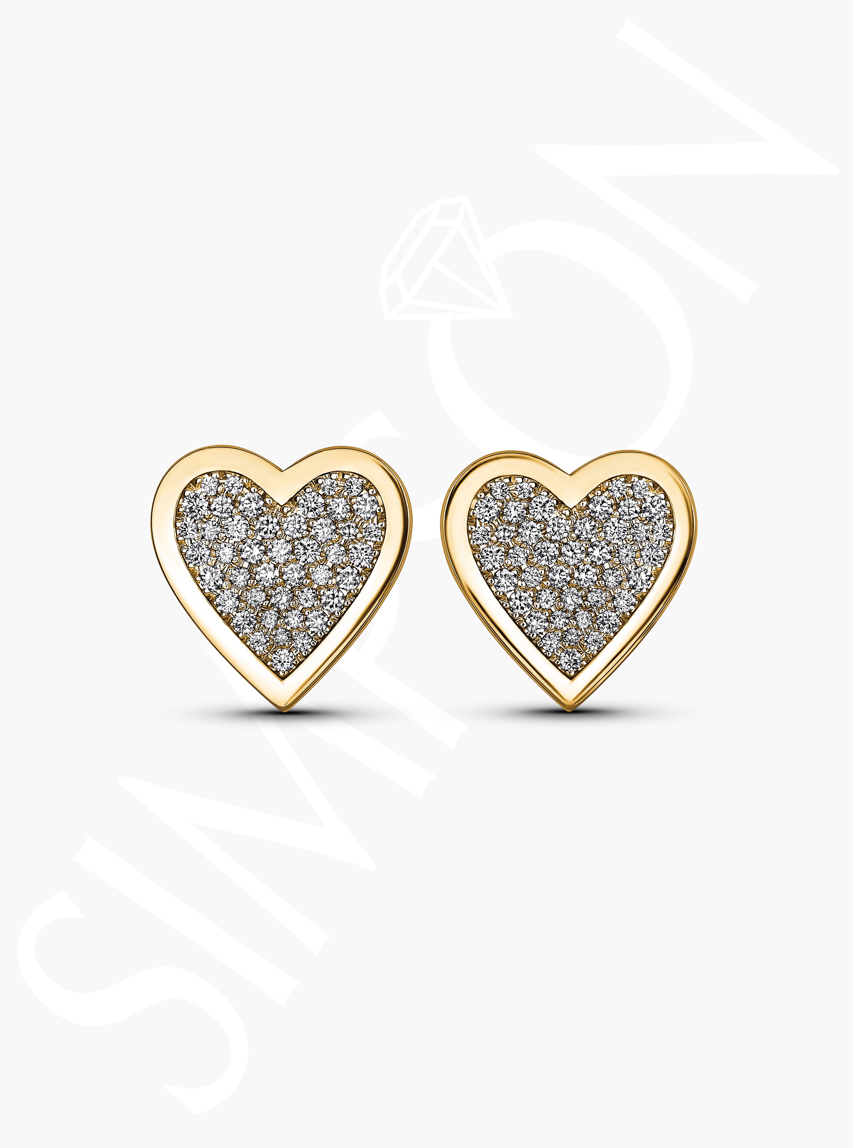 Heart-Shaped Pave Diamond Stud Earrings