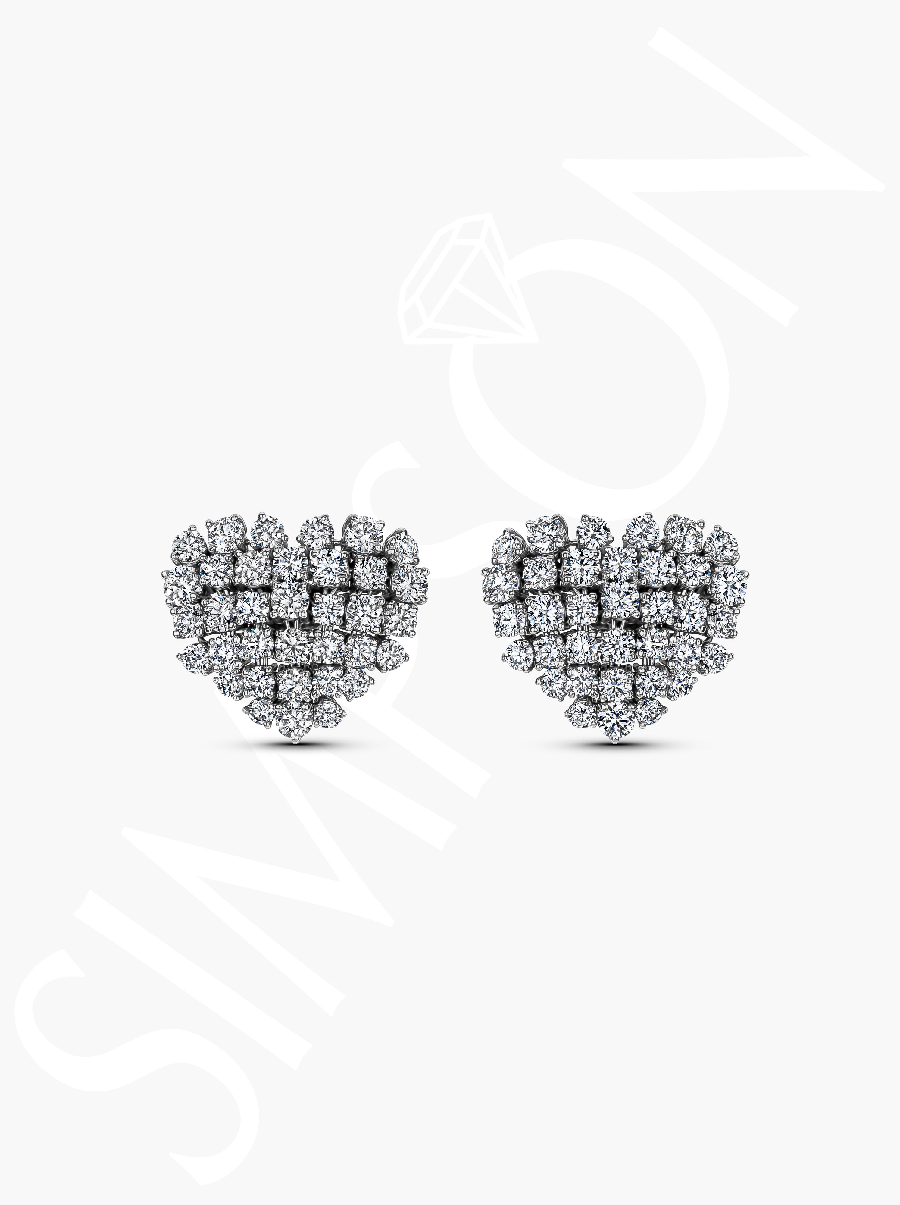 Heart-Shaped Diamond Cluster Earrings