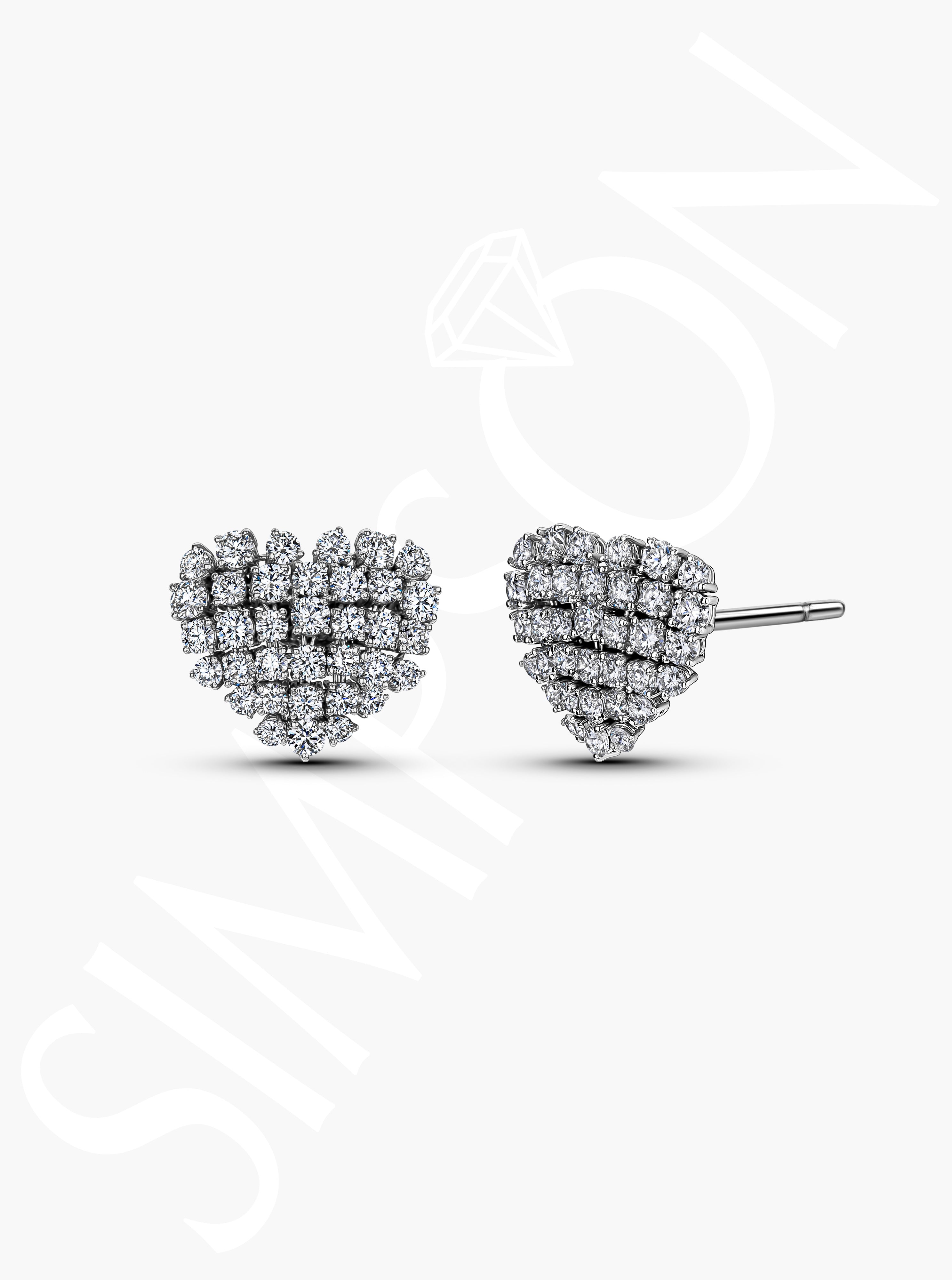 Heart-Shaped Diamond Cluster Earrings