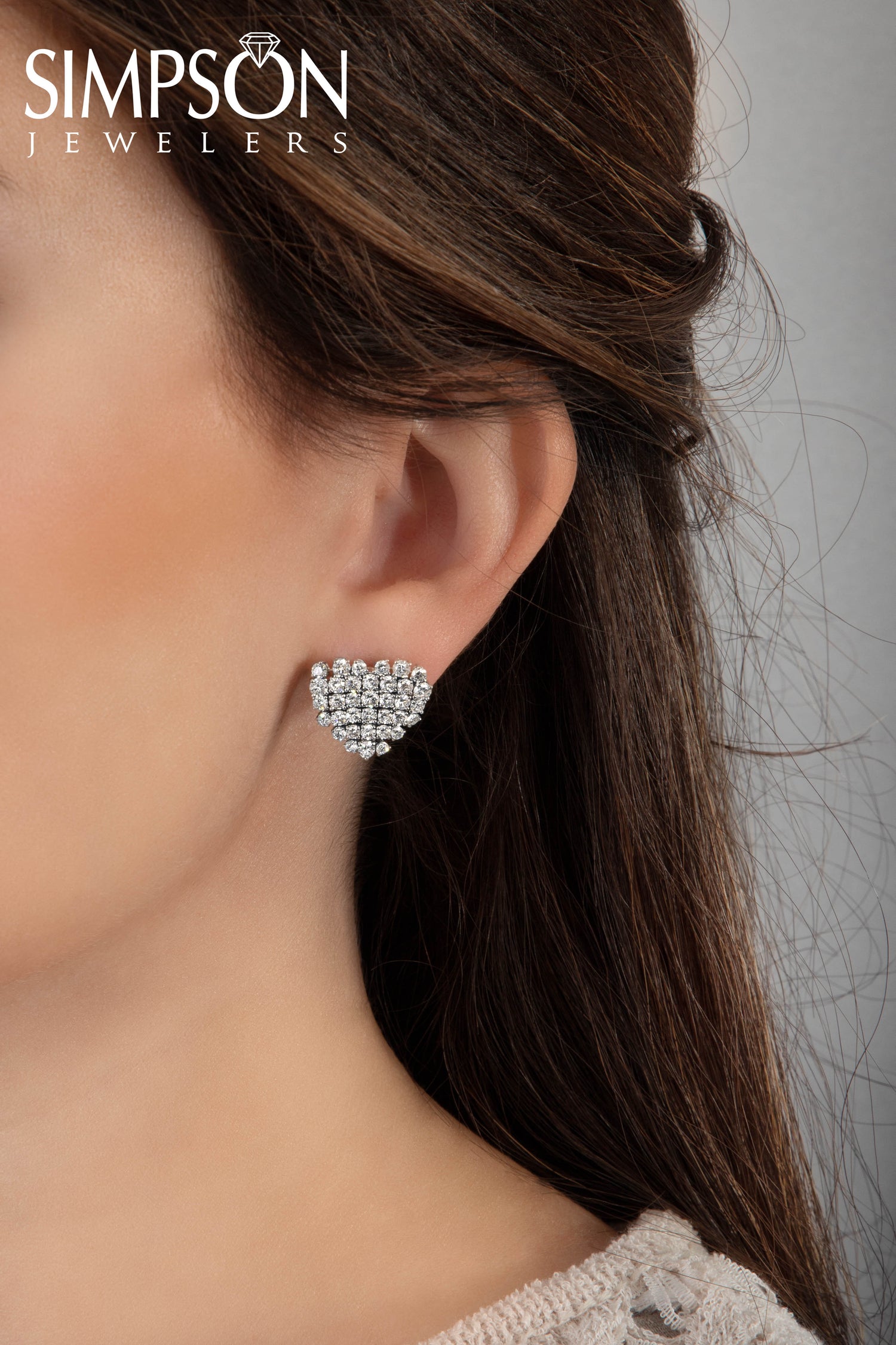 Heart-Shaped Diamond Cluster Earrings