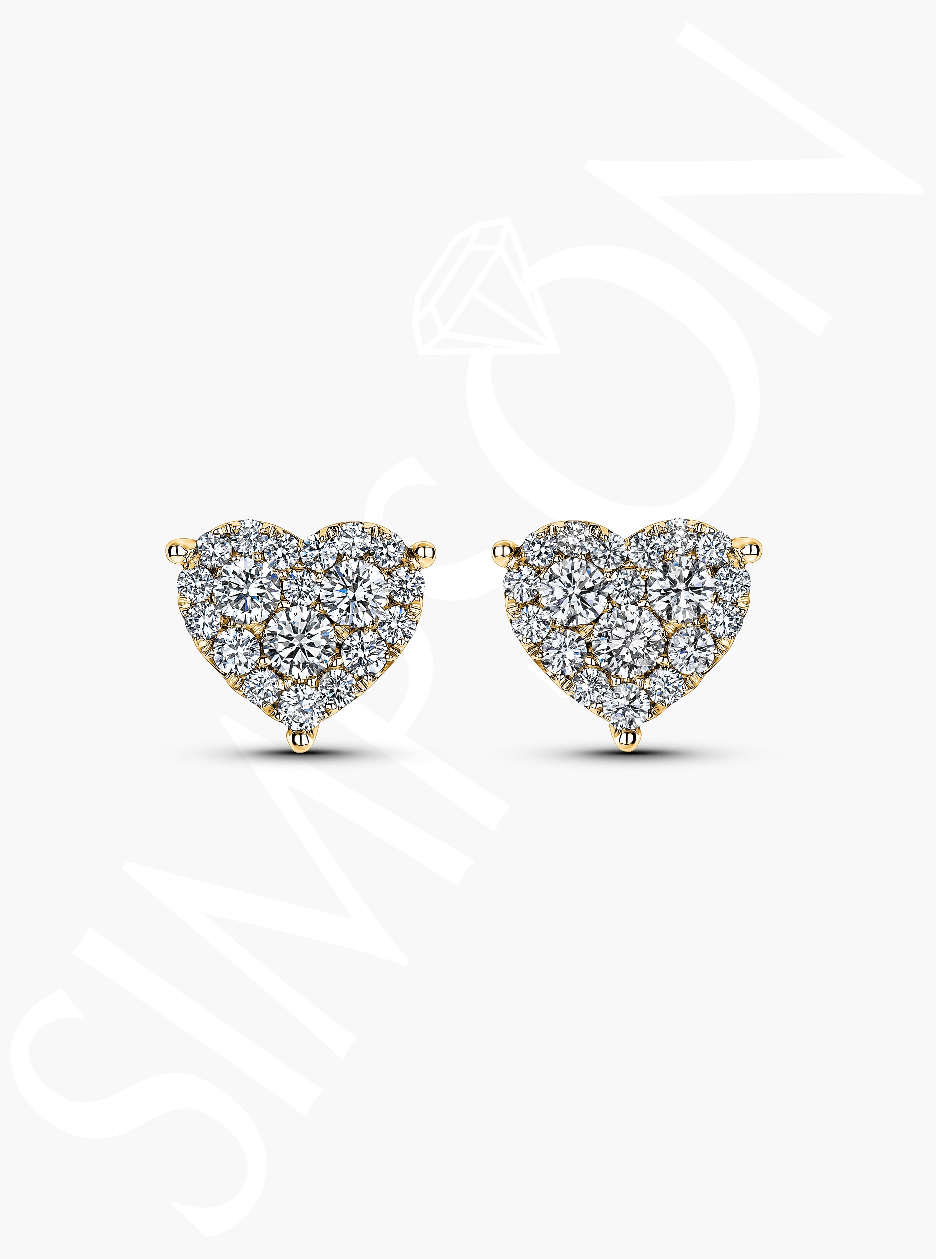 Heart-Shaped Diamond Stud Earrings