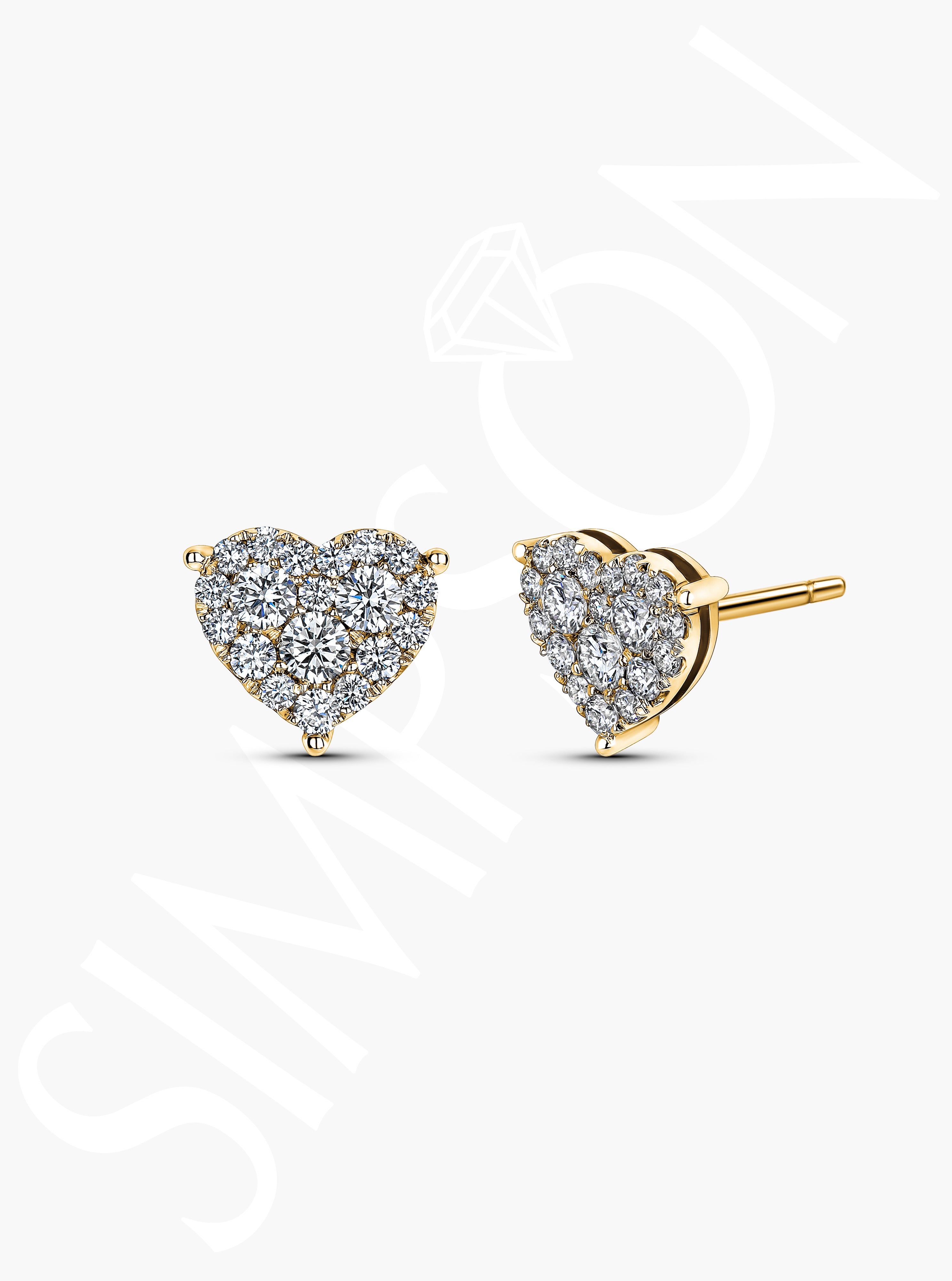 Heart-Shaped Diamond Stud Earrings