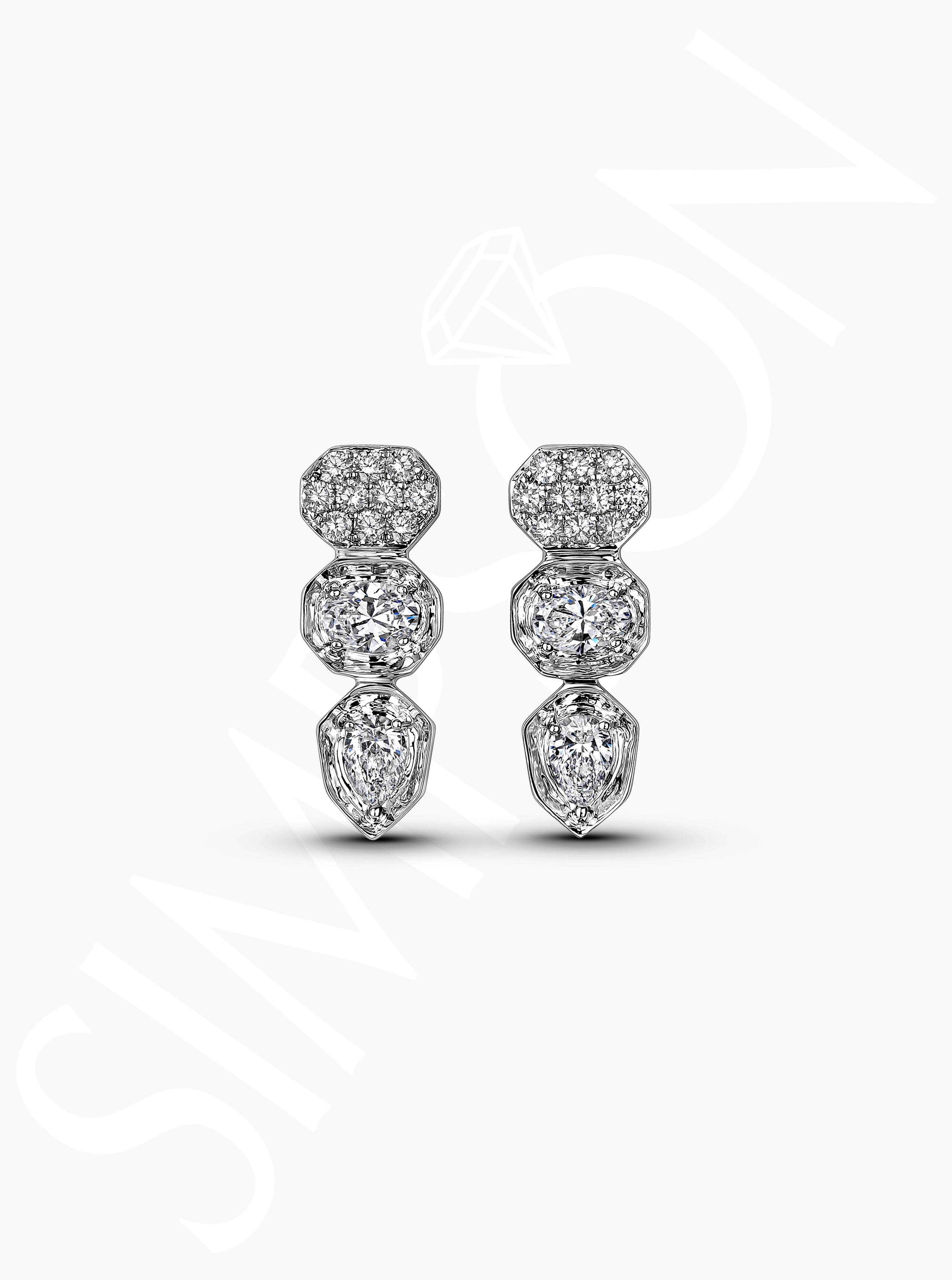 Triple Diamond Drop Earrings