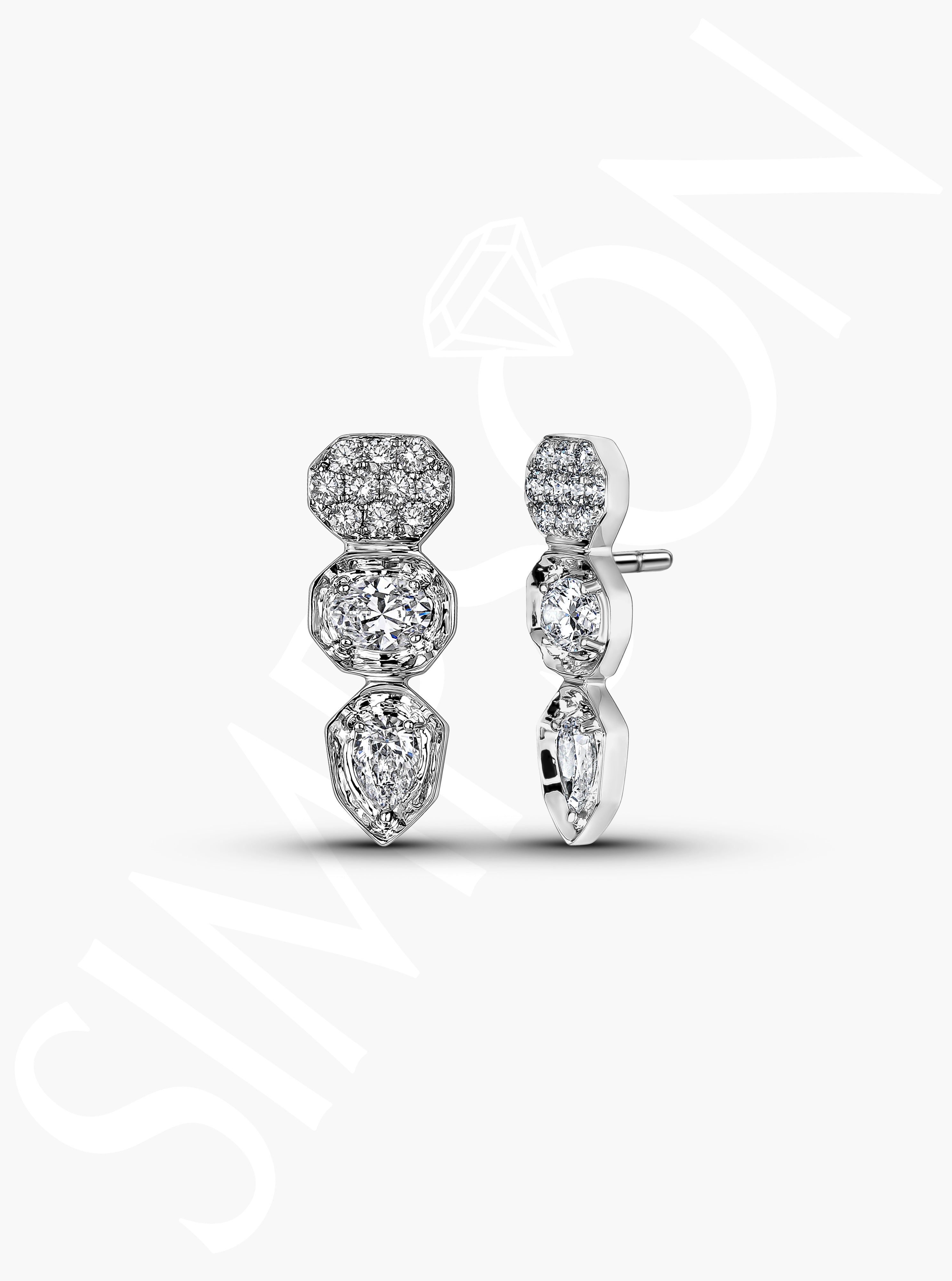 Triple Diamond Drop Earrings