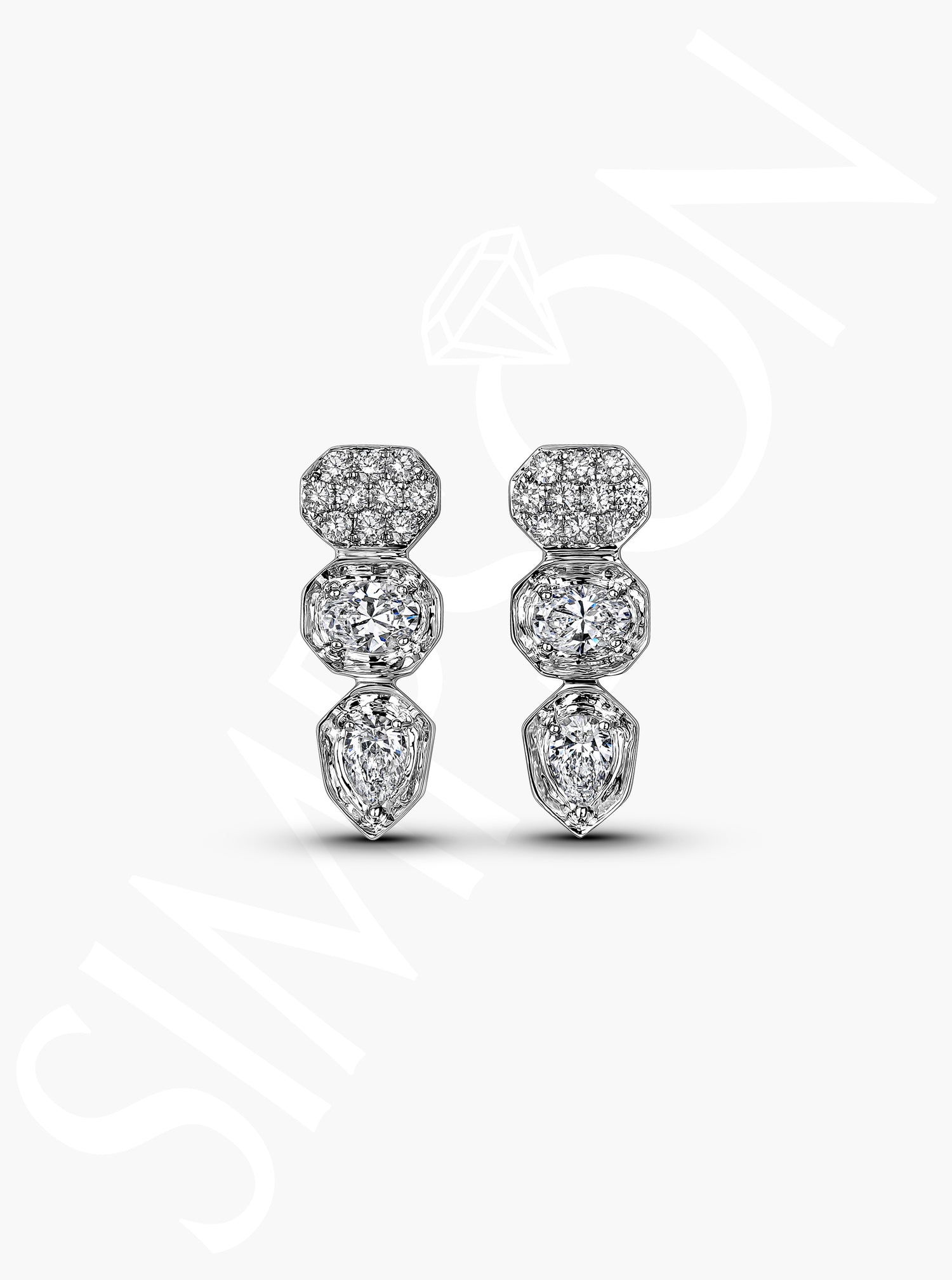 Triple Diamond Drop Earrings