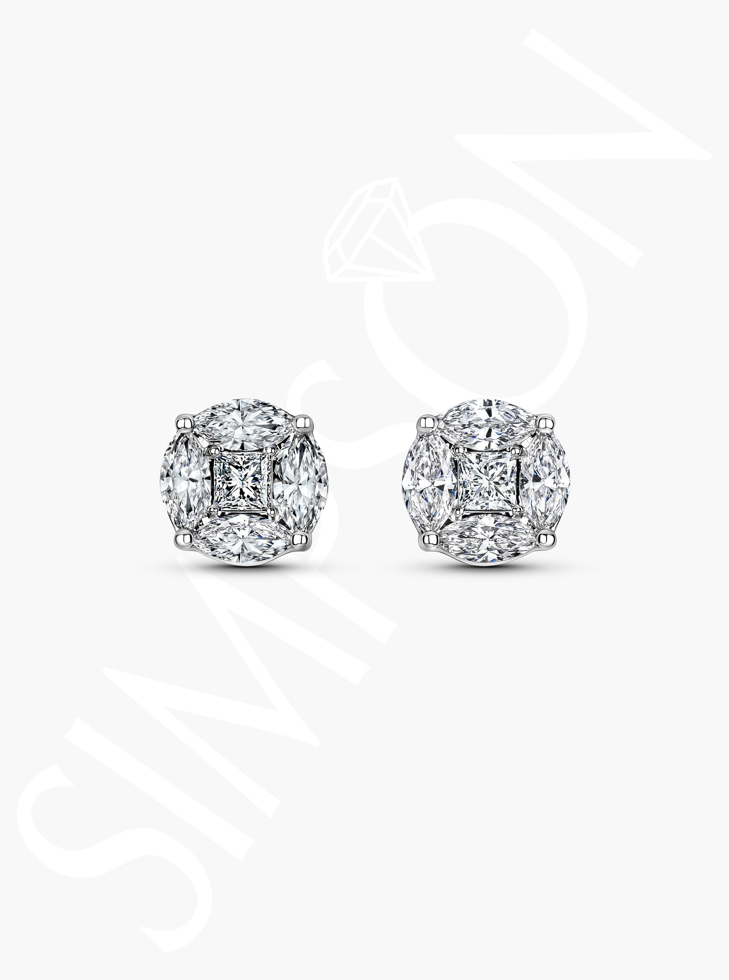 Dual-Cut Diamond Stud Earrings