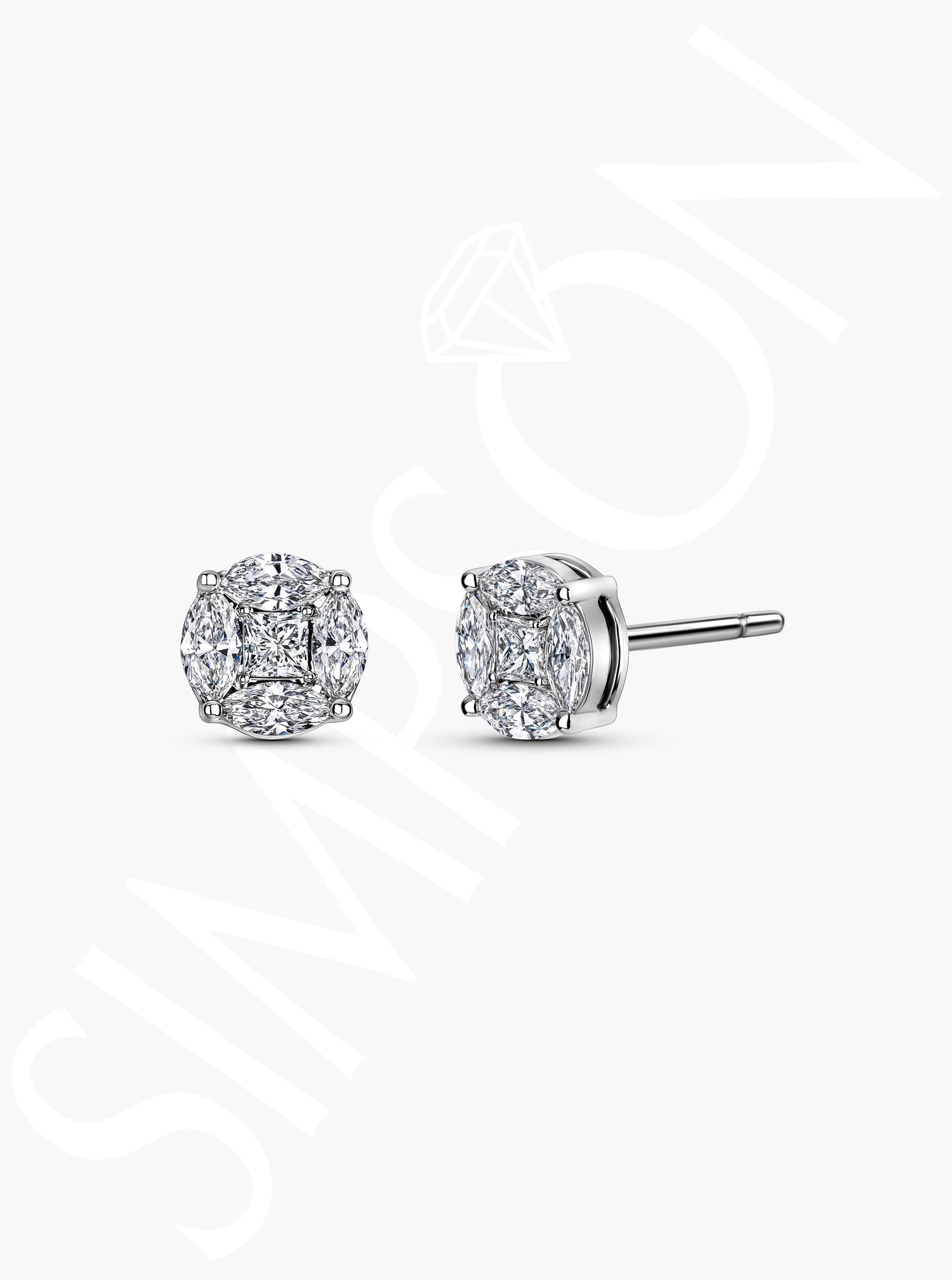 Dual-Cut Diamond Stud Earrings