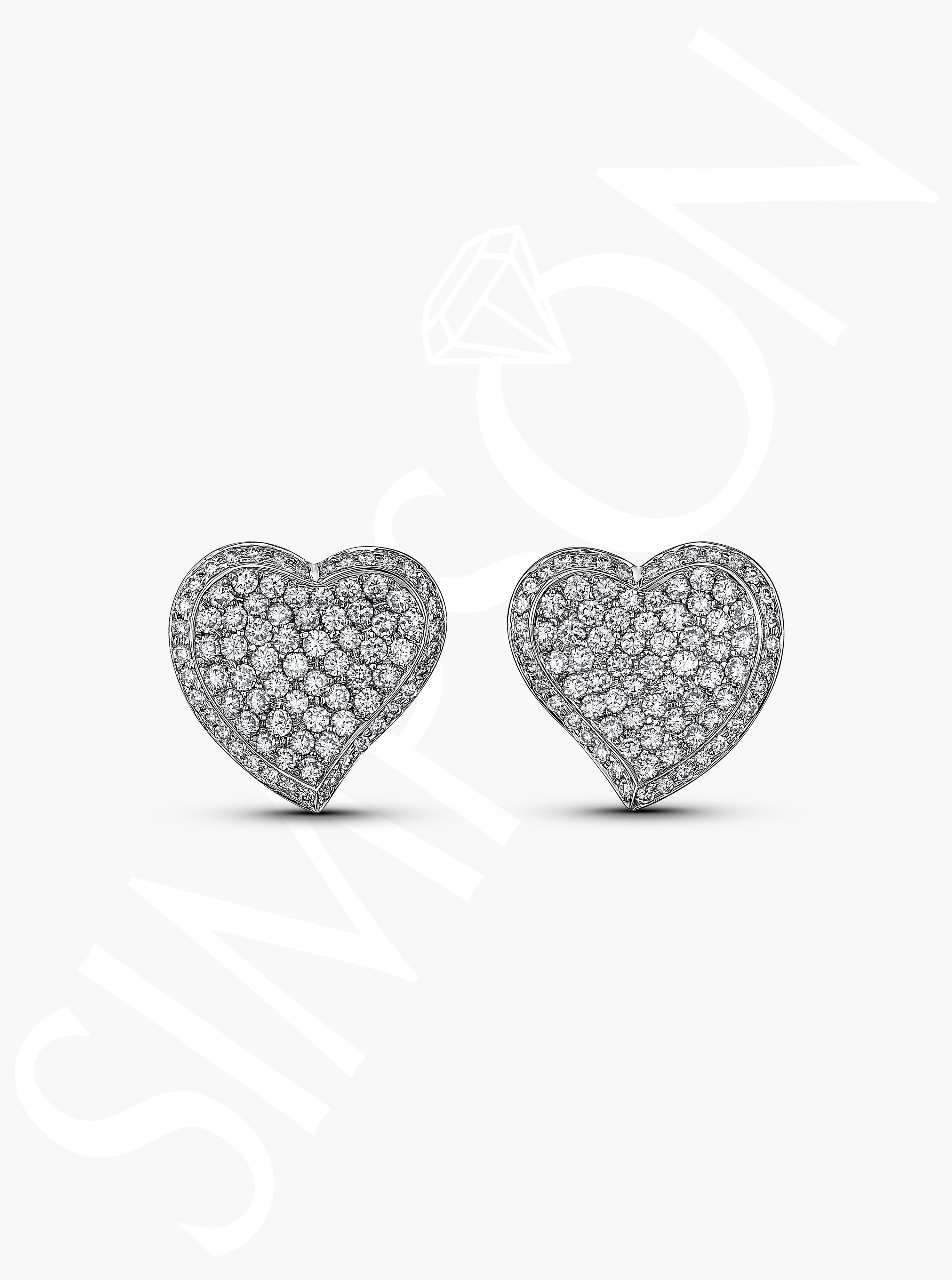 Diamond Heart-Shaped Stud Earrings