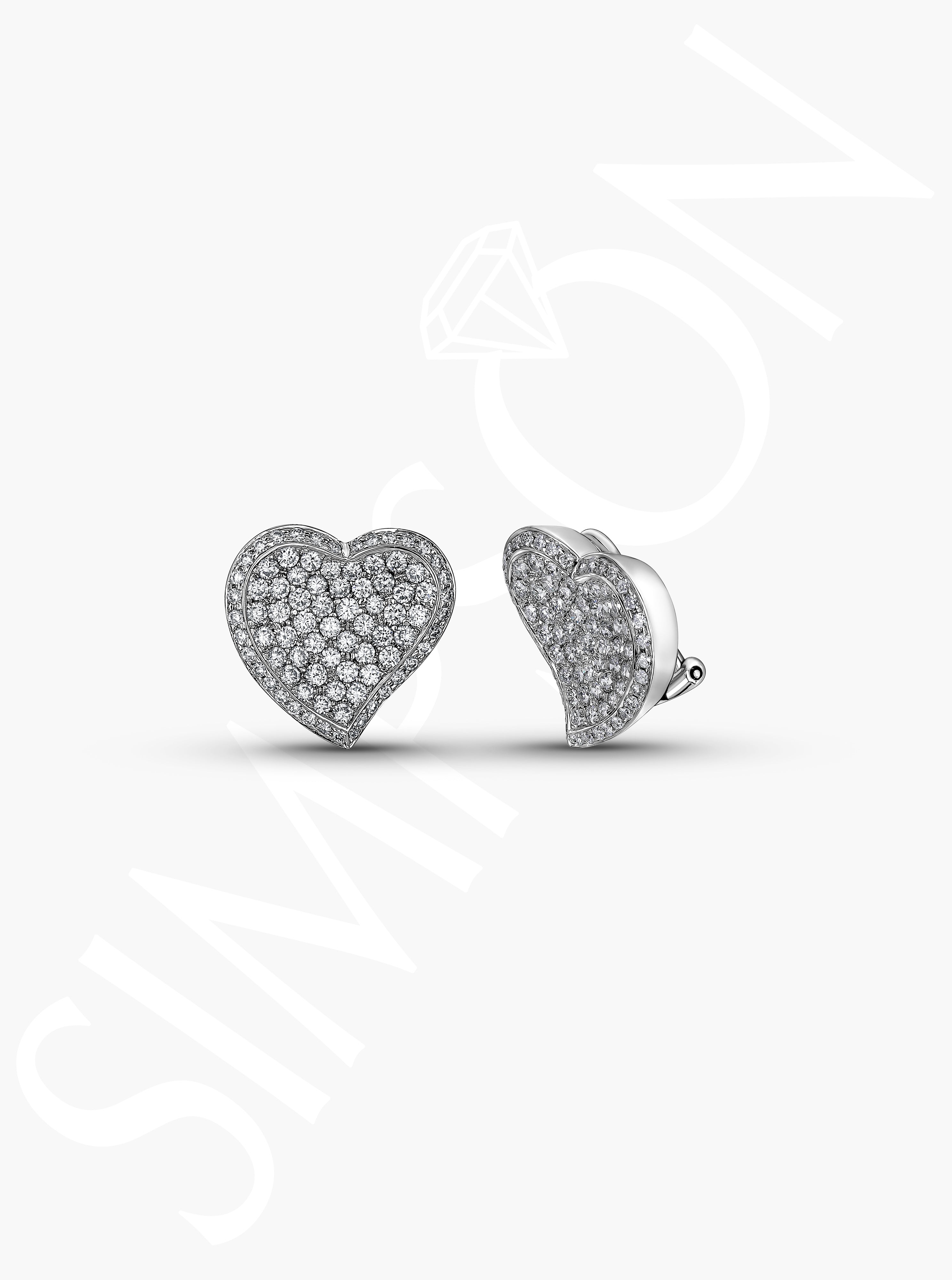 Diamond Heart-Shaped Stud Earrings