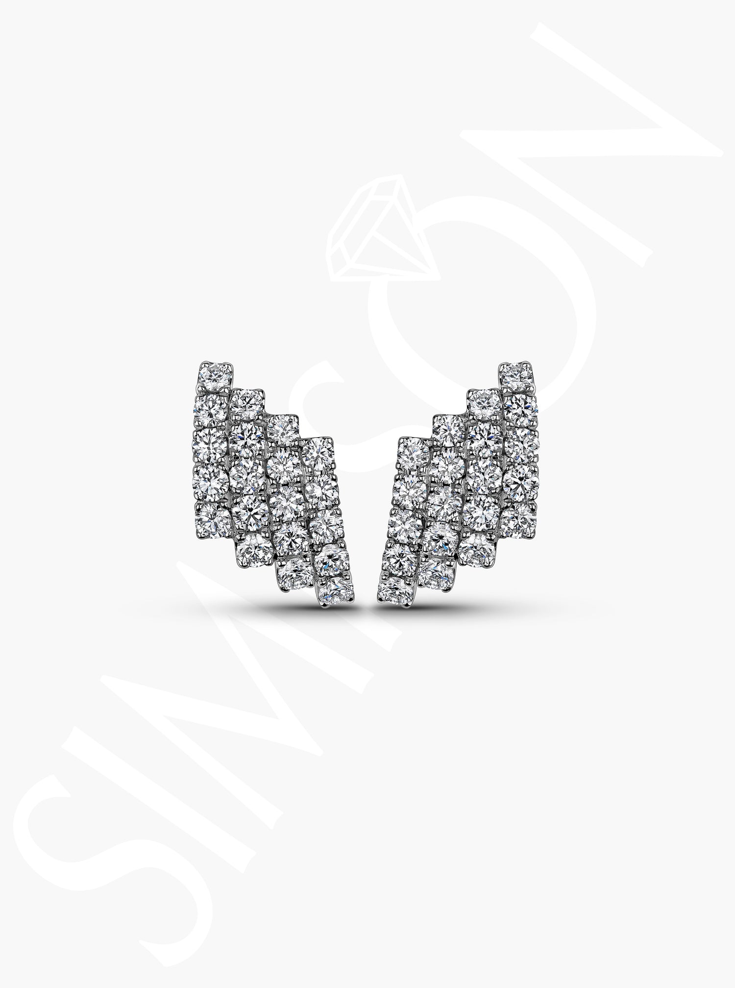 Multi-Row Diamond Fan Earrings
