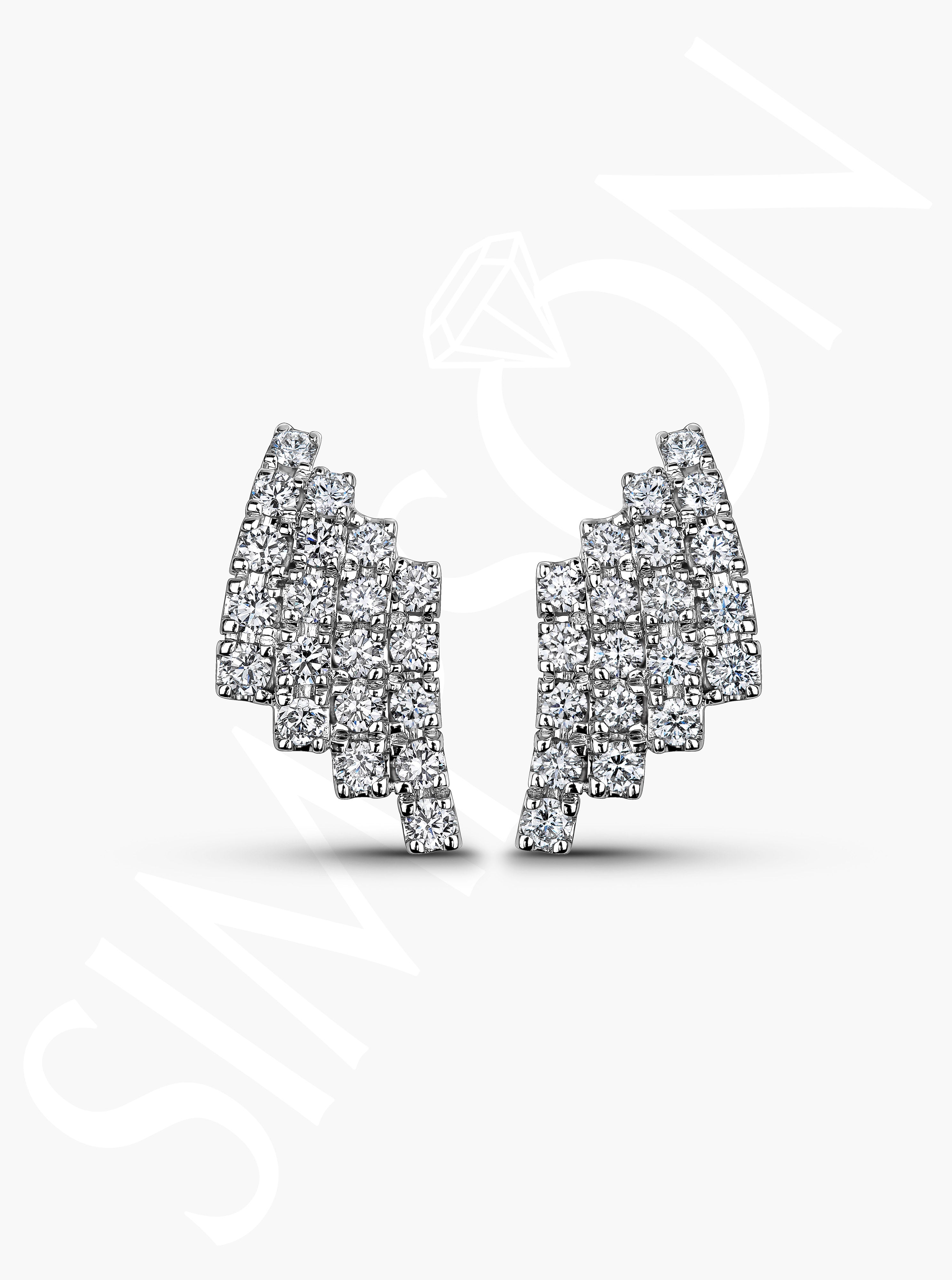 Multi-Row Diamond Earrings