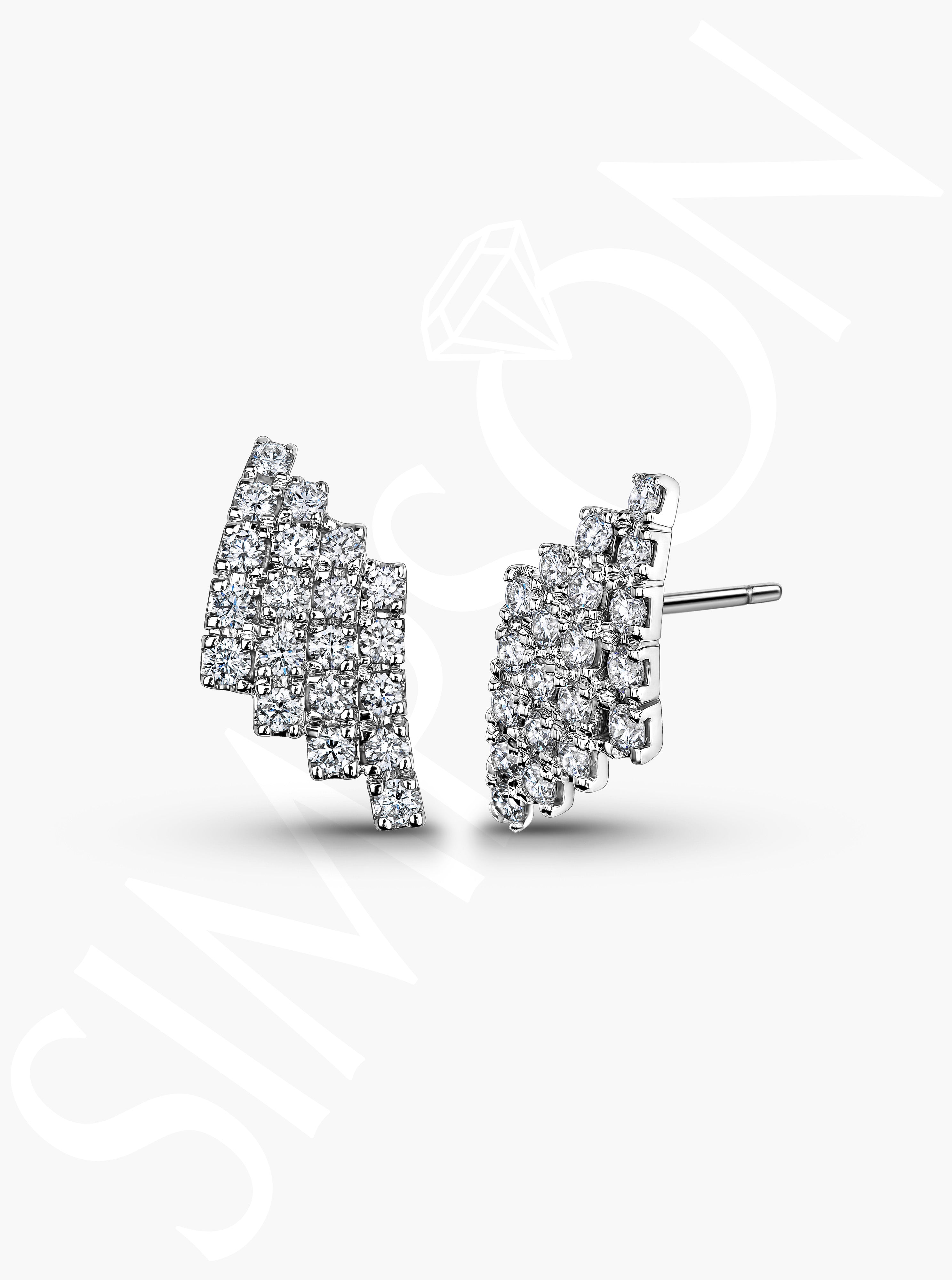 Multi-Row Diamond Earrings