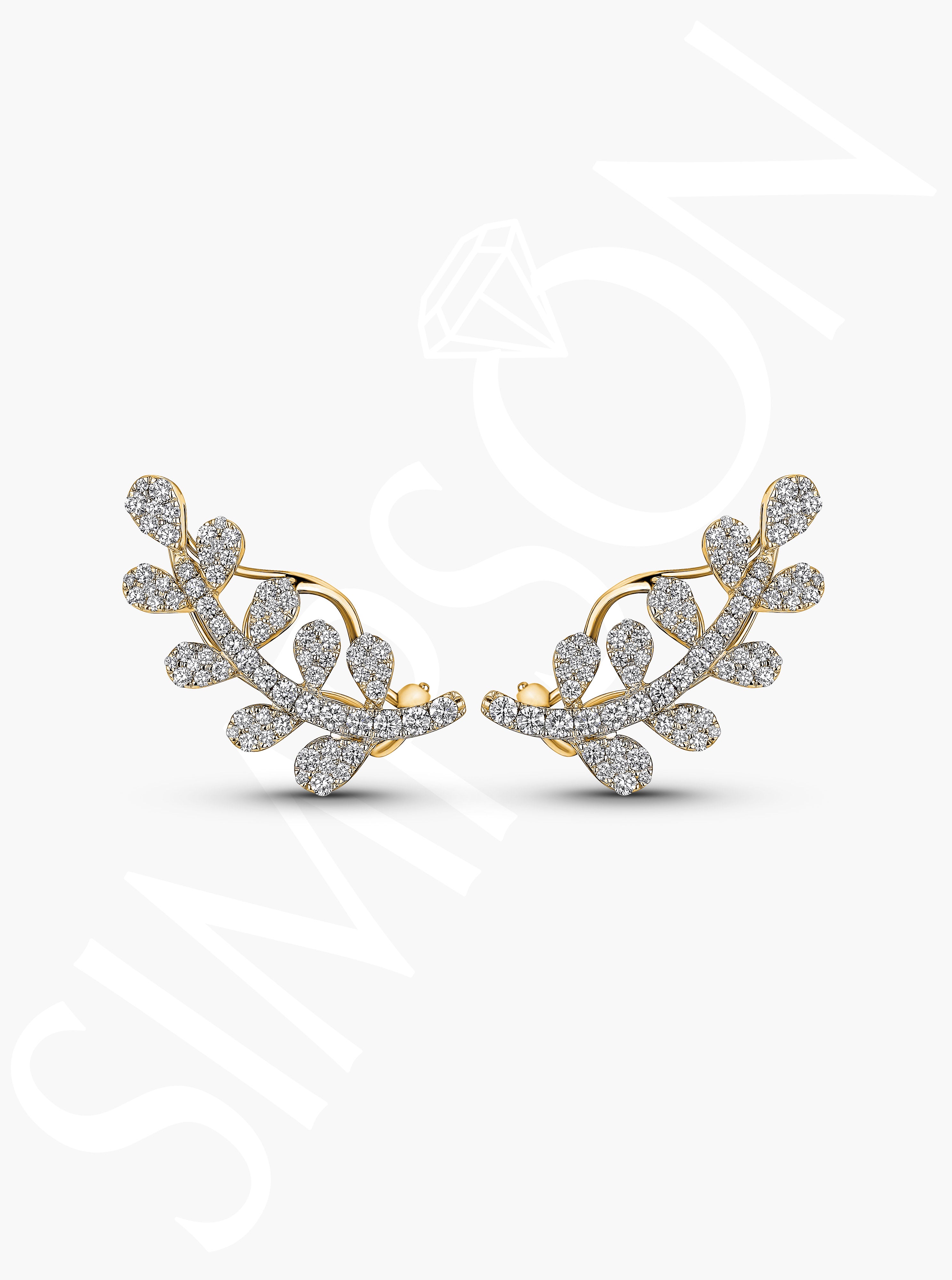 Diamond Leaf Earrings