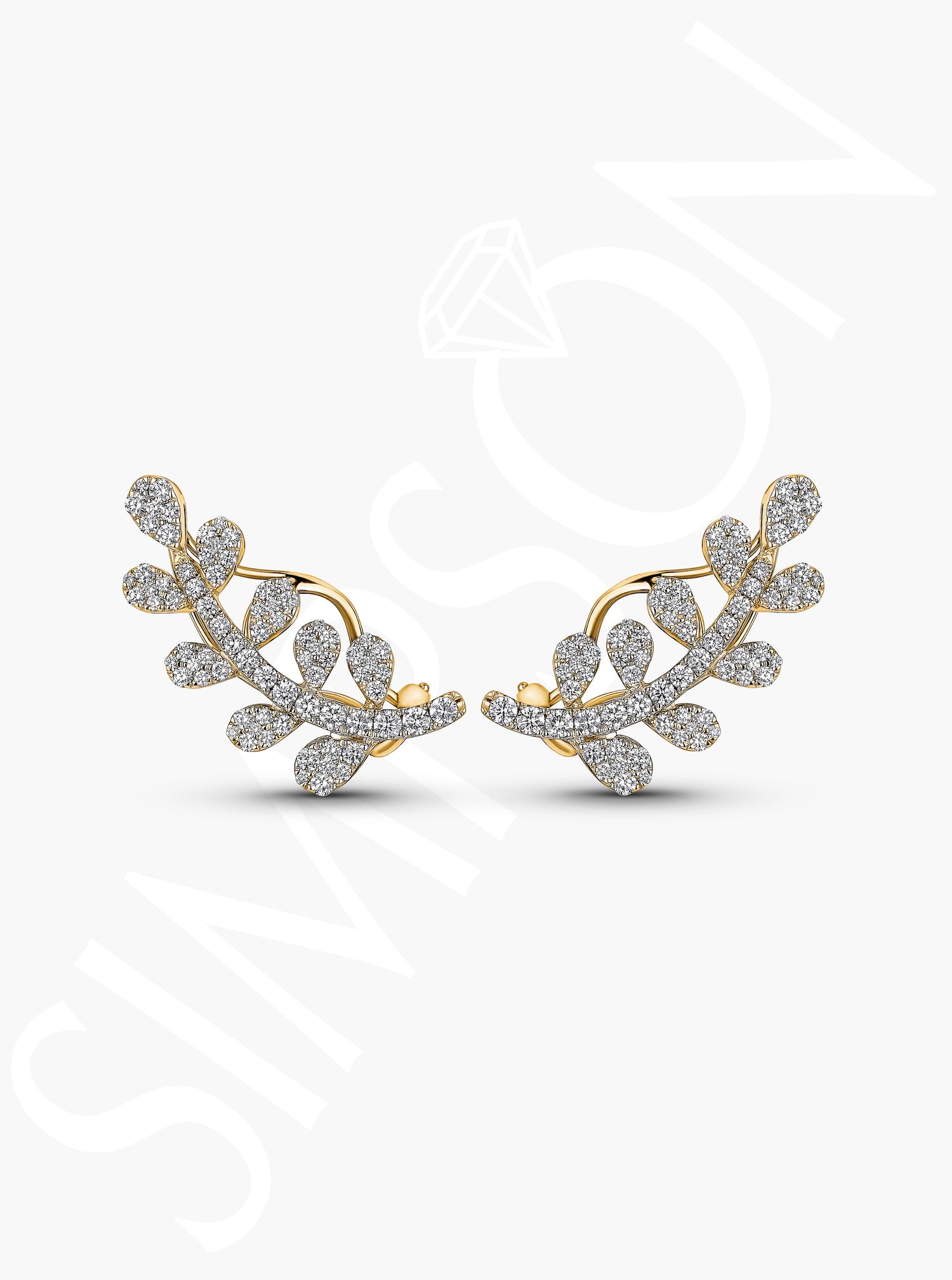Diamond Leaf Earrings