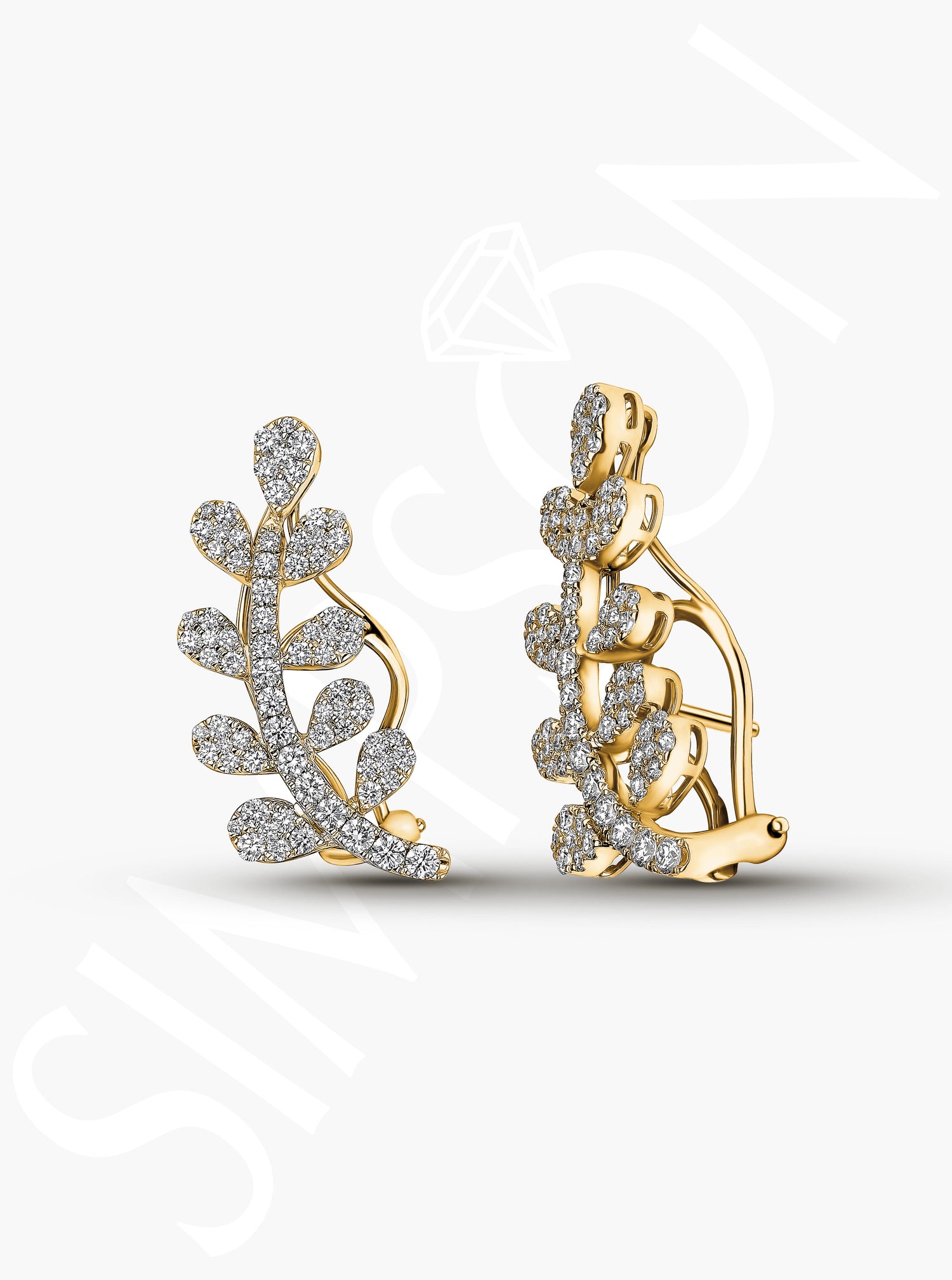 Diamond Leaf Earrings