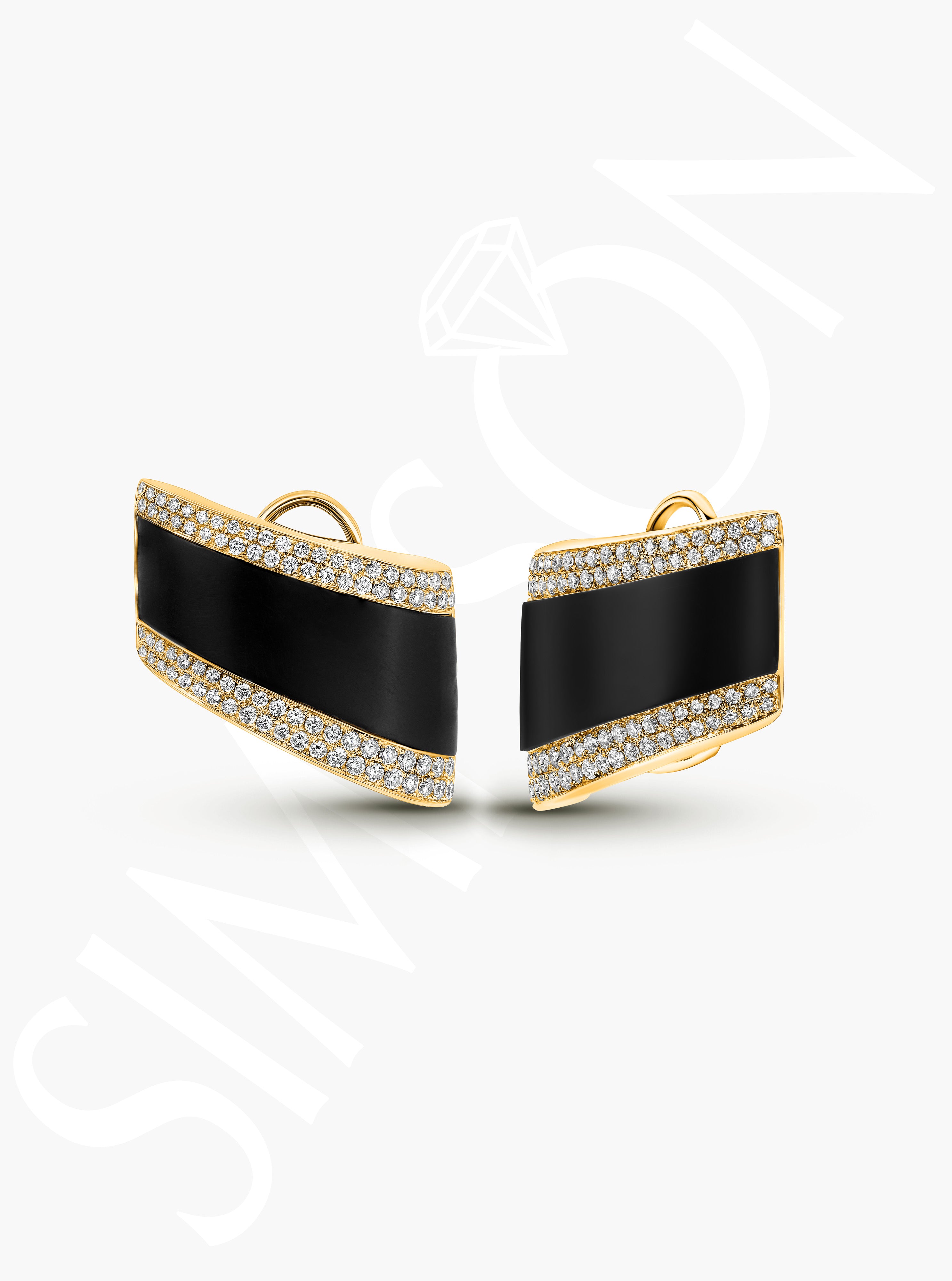 Ebony Inlay Diamond Earrings