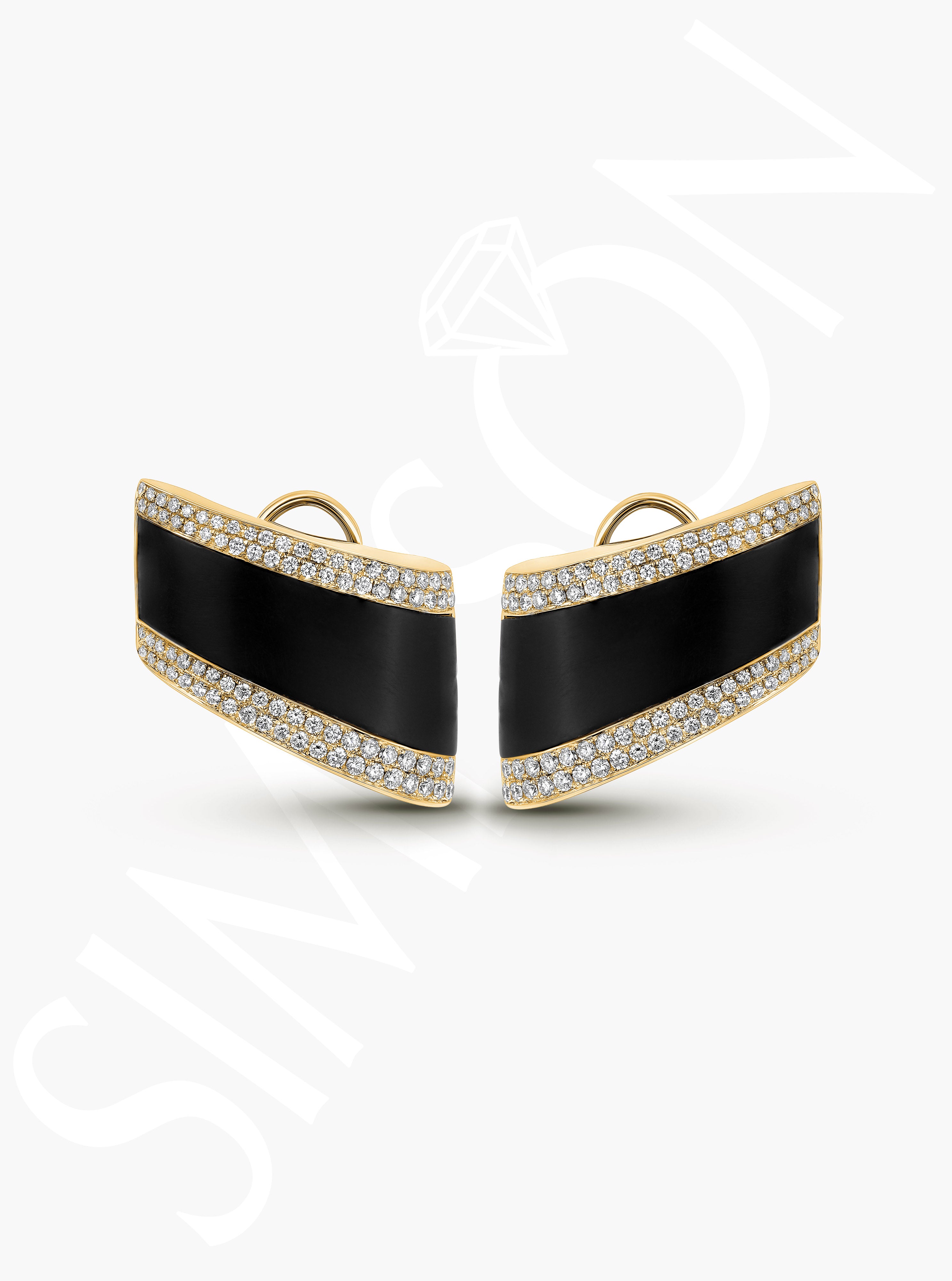 Ebony Inlay Diamond Earrings