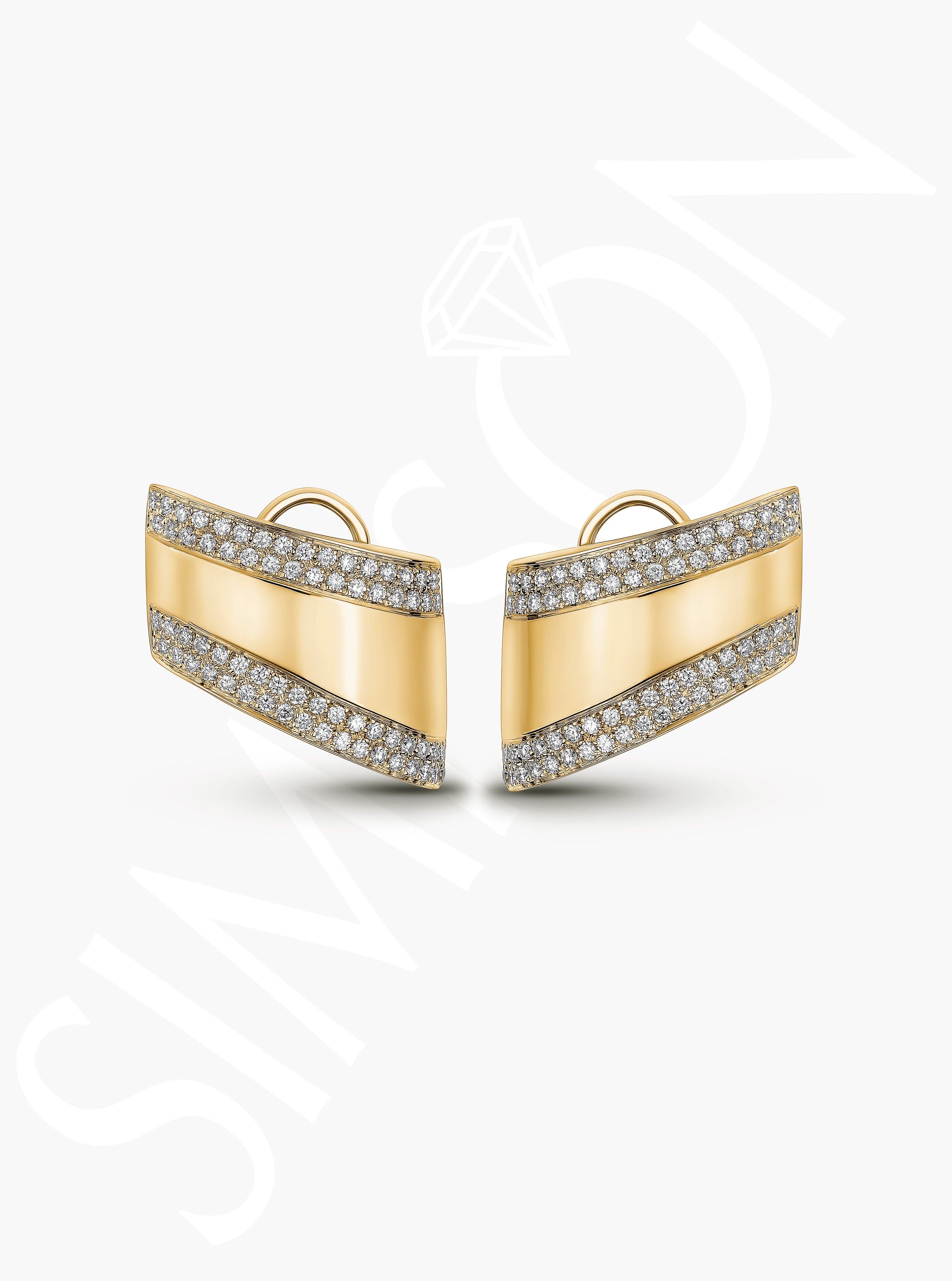 Yellow Gold Inlay Diamond Earrings