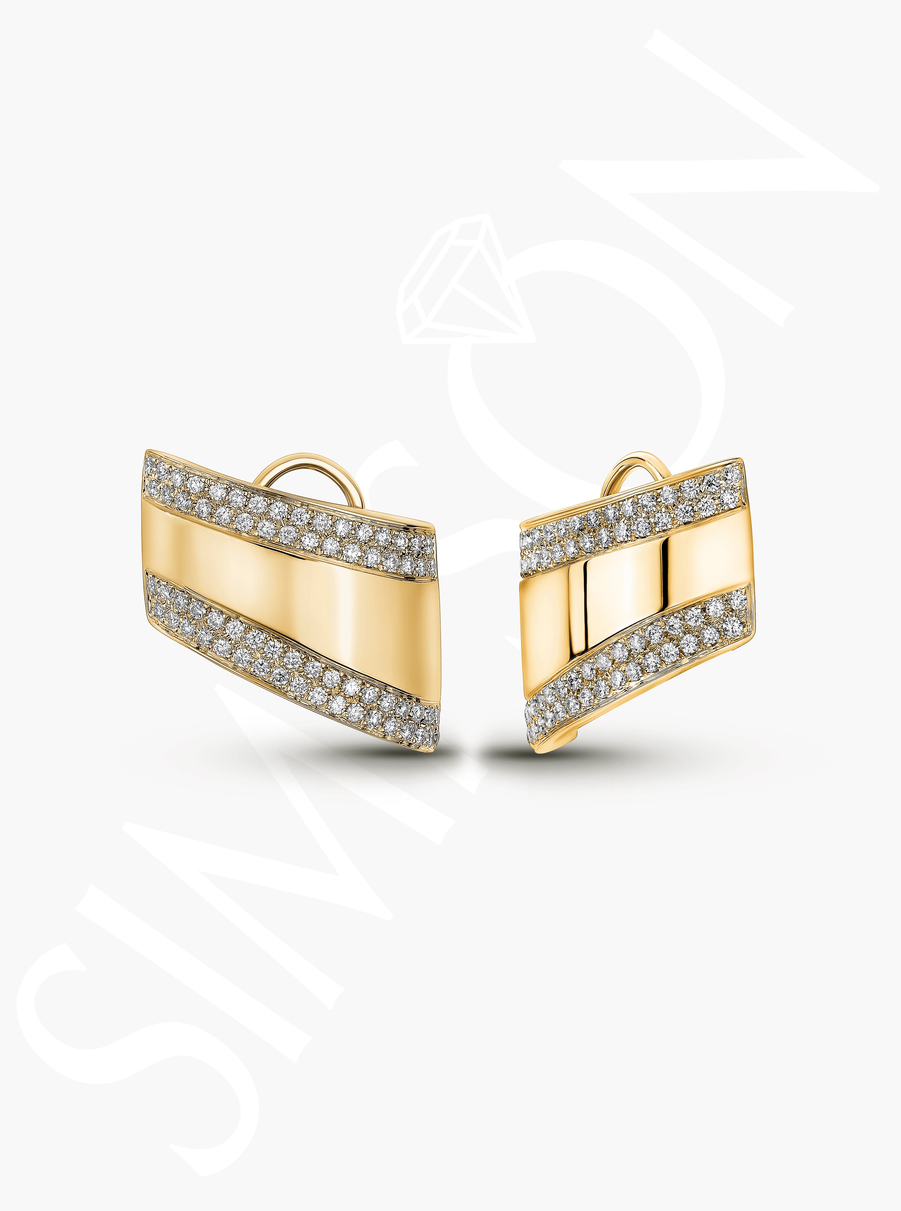 Yellow Gold Inlay Diamond Earrings