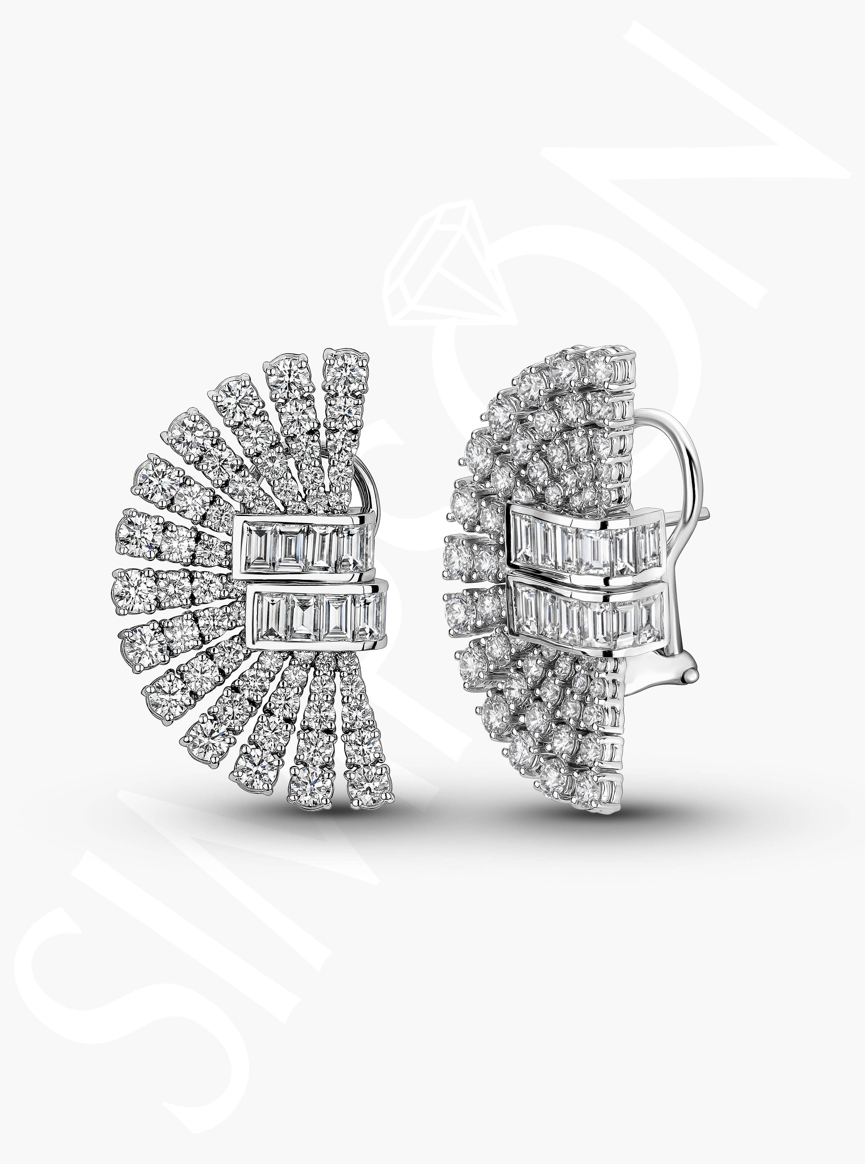 Diamond Fan Earrings
