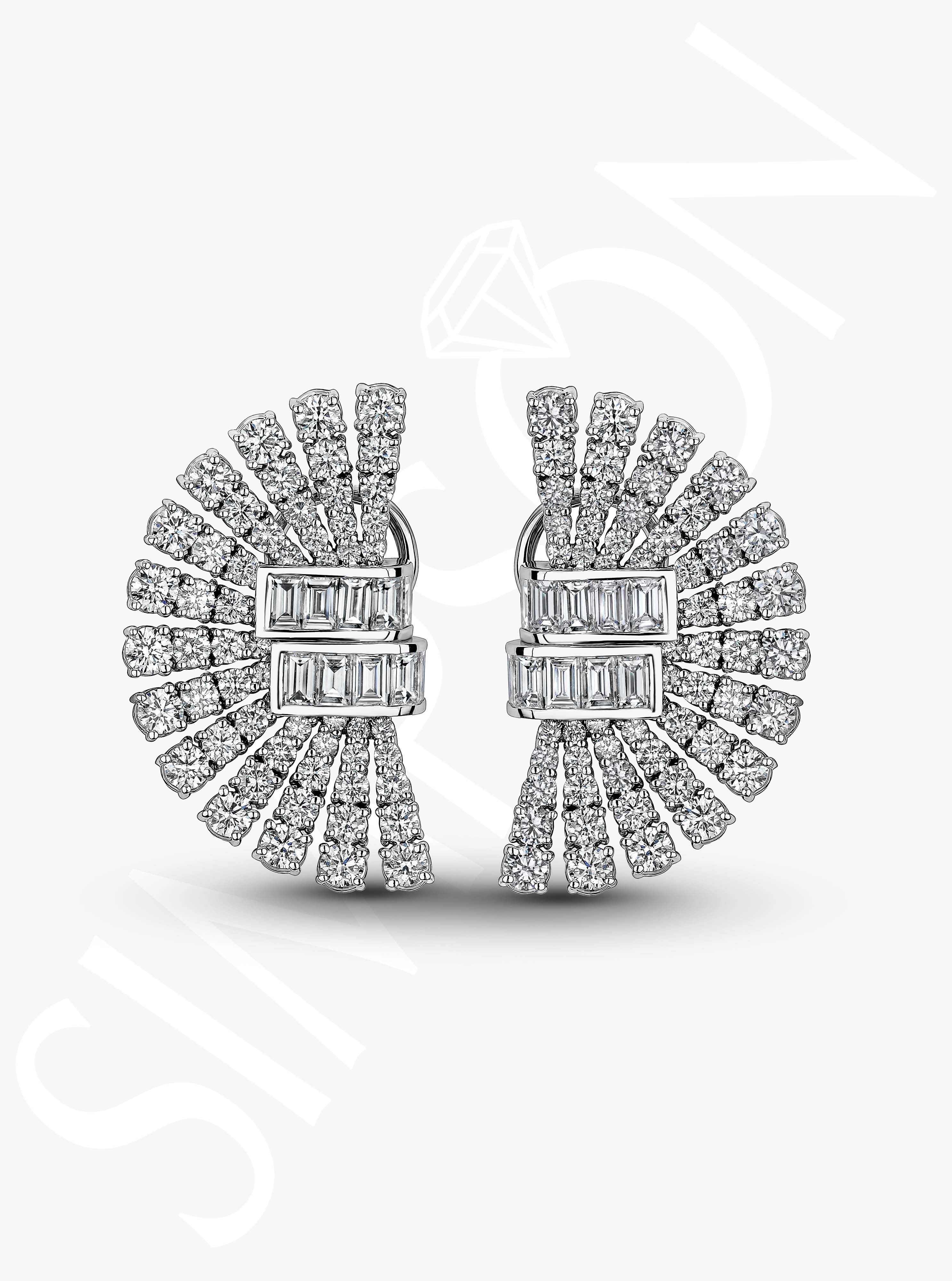 Diamond Fan Earrings
