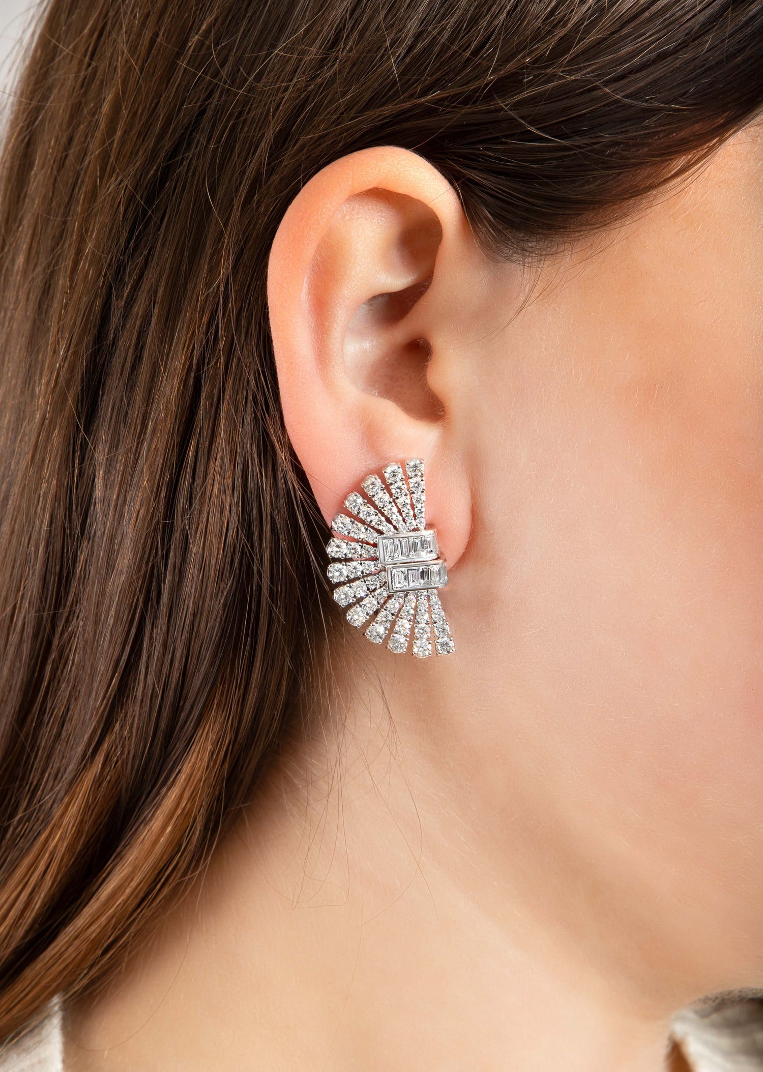 Diamond Fan Earrings