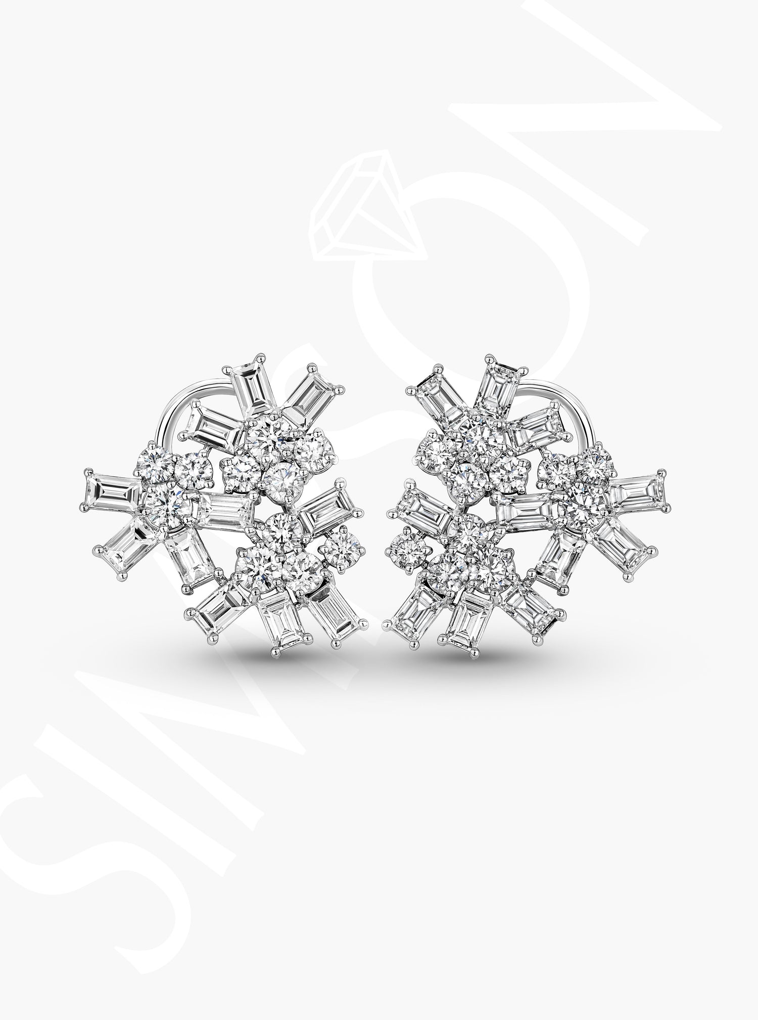 Diamond Flower Cluster Earrings