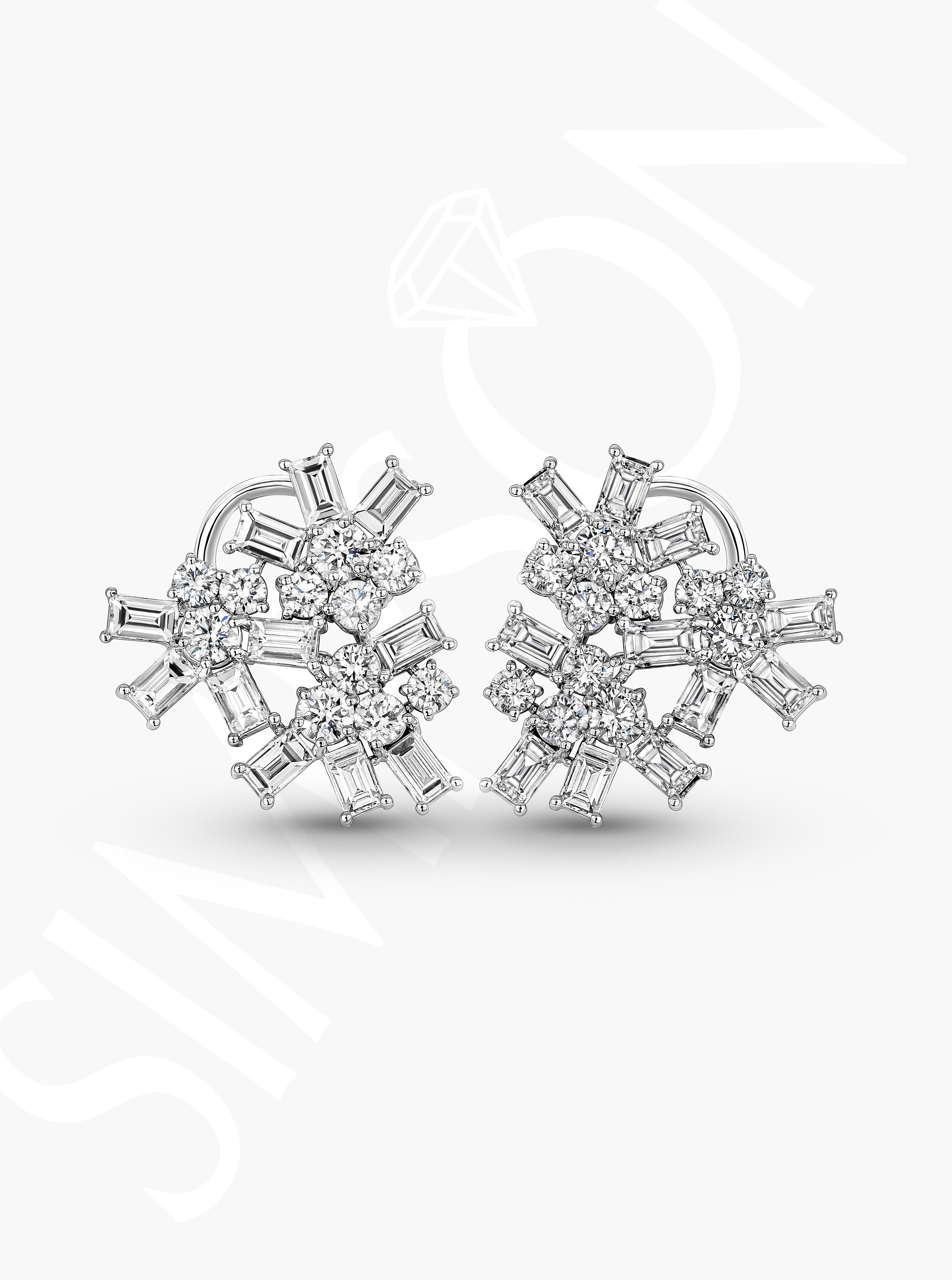 Diamond Flower Cluster Earrings