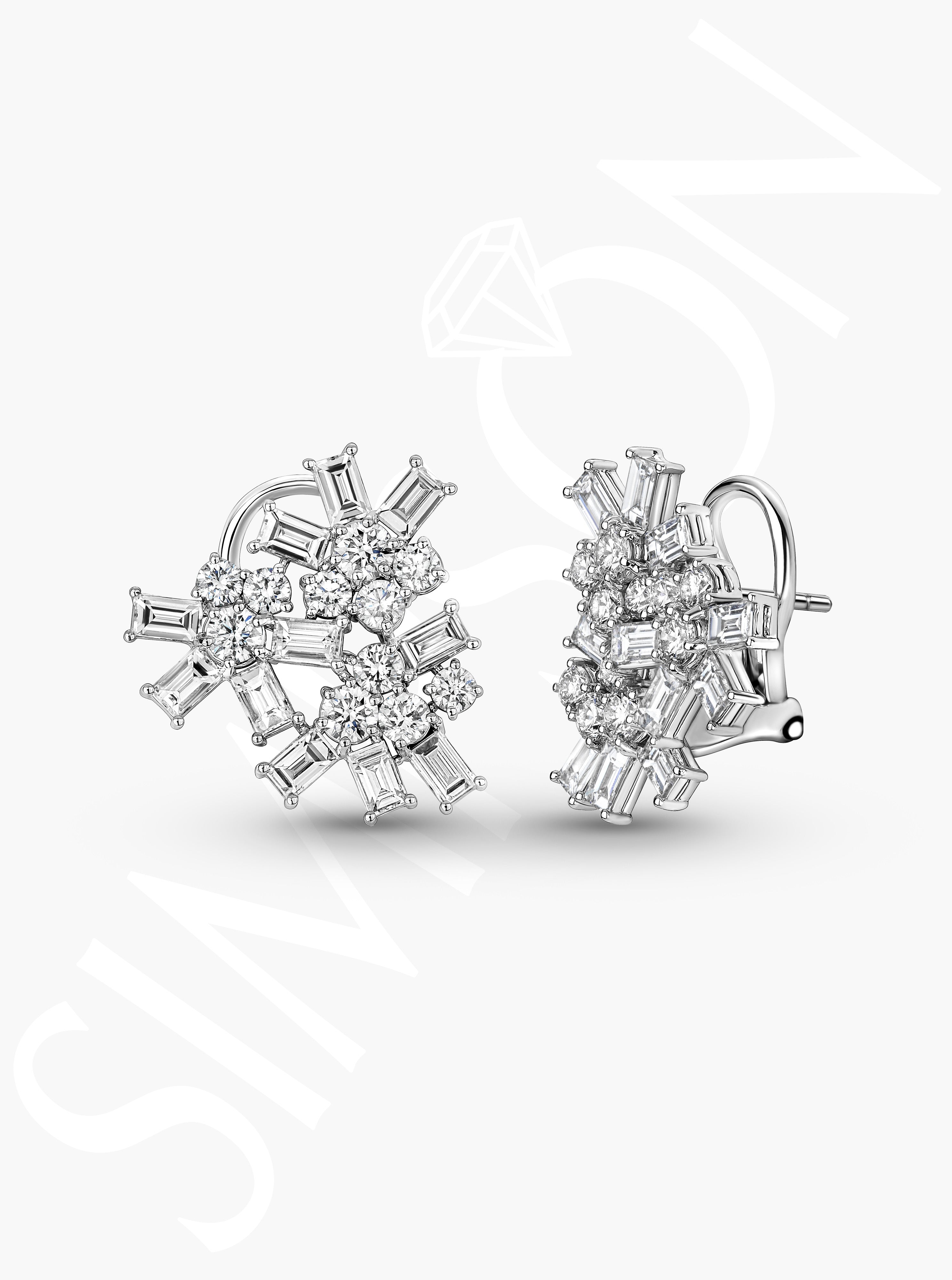 Diamond Flower Cluster Earrings