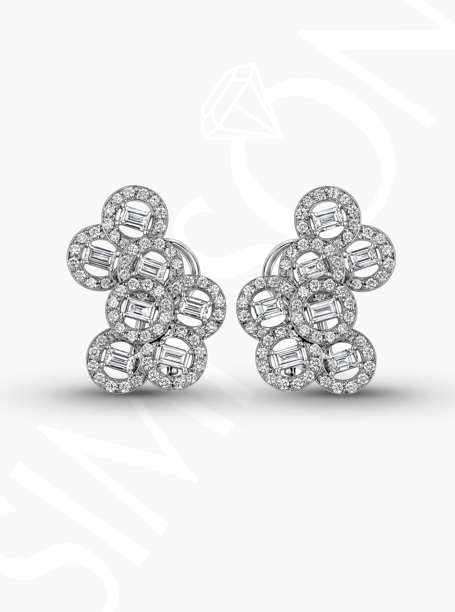 Diamond Circle Cluster Earrings