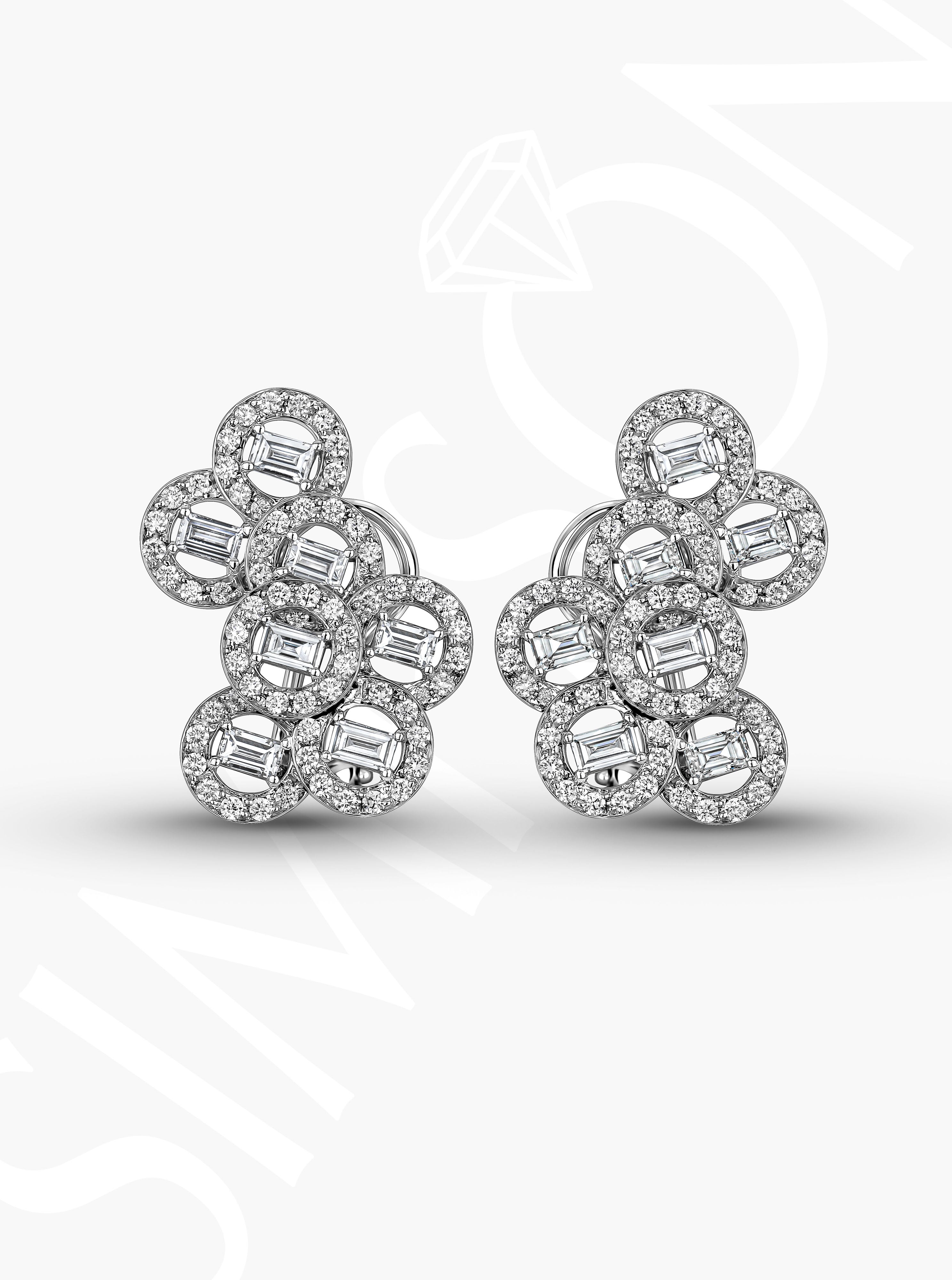 Diamond Circle Cluster Earrings