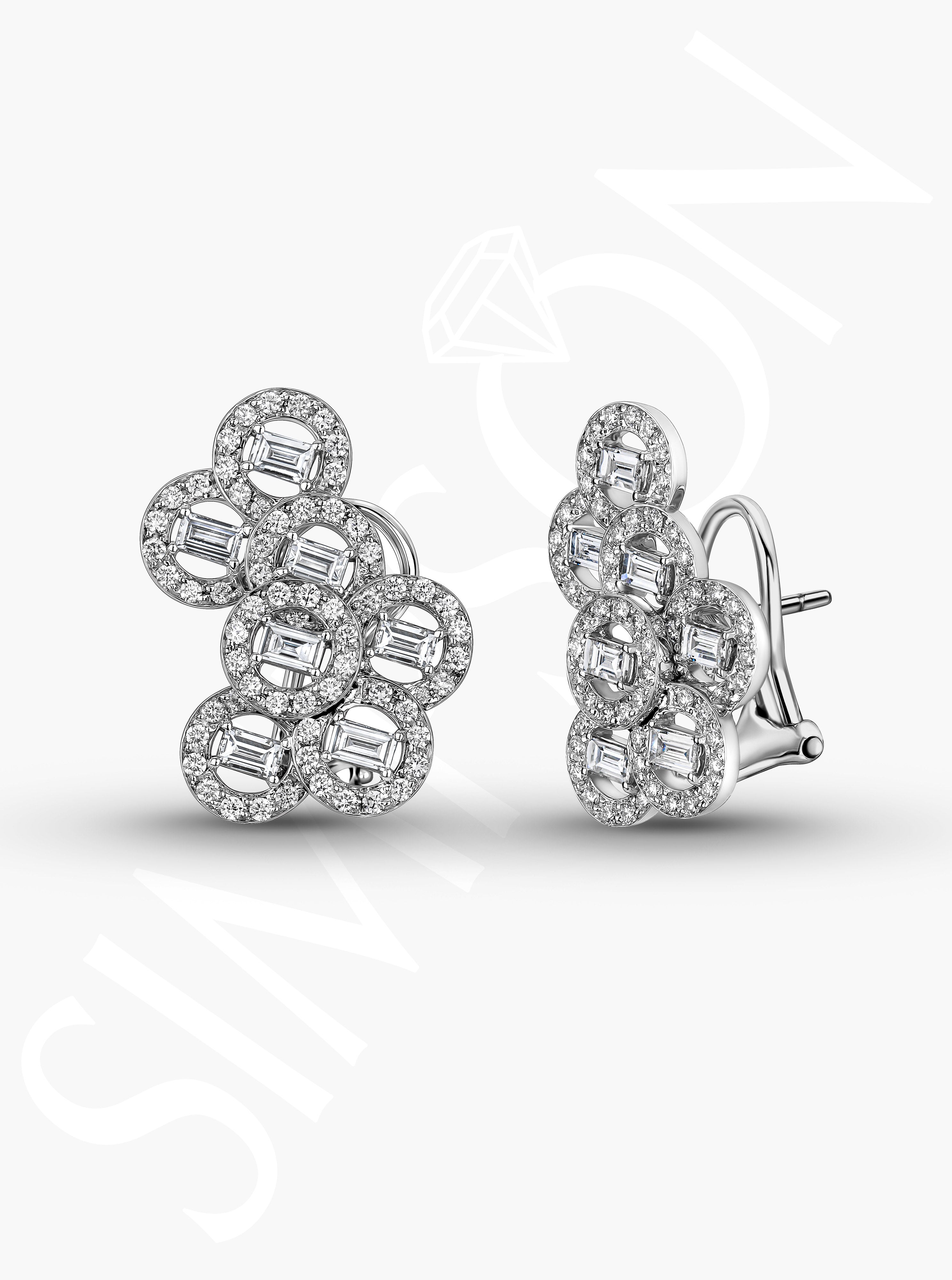 Diamond Circle Cluster Earrings