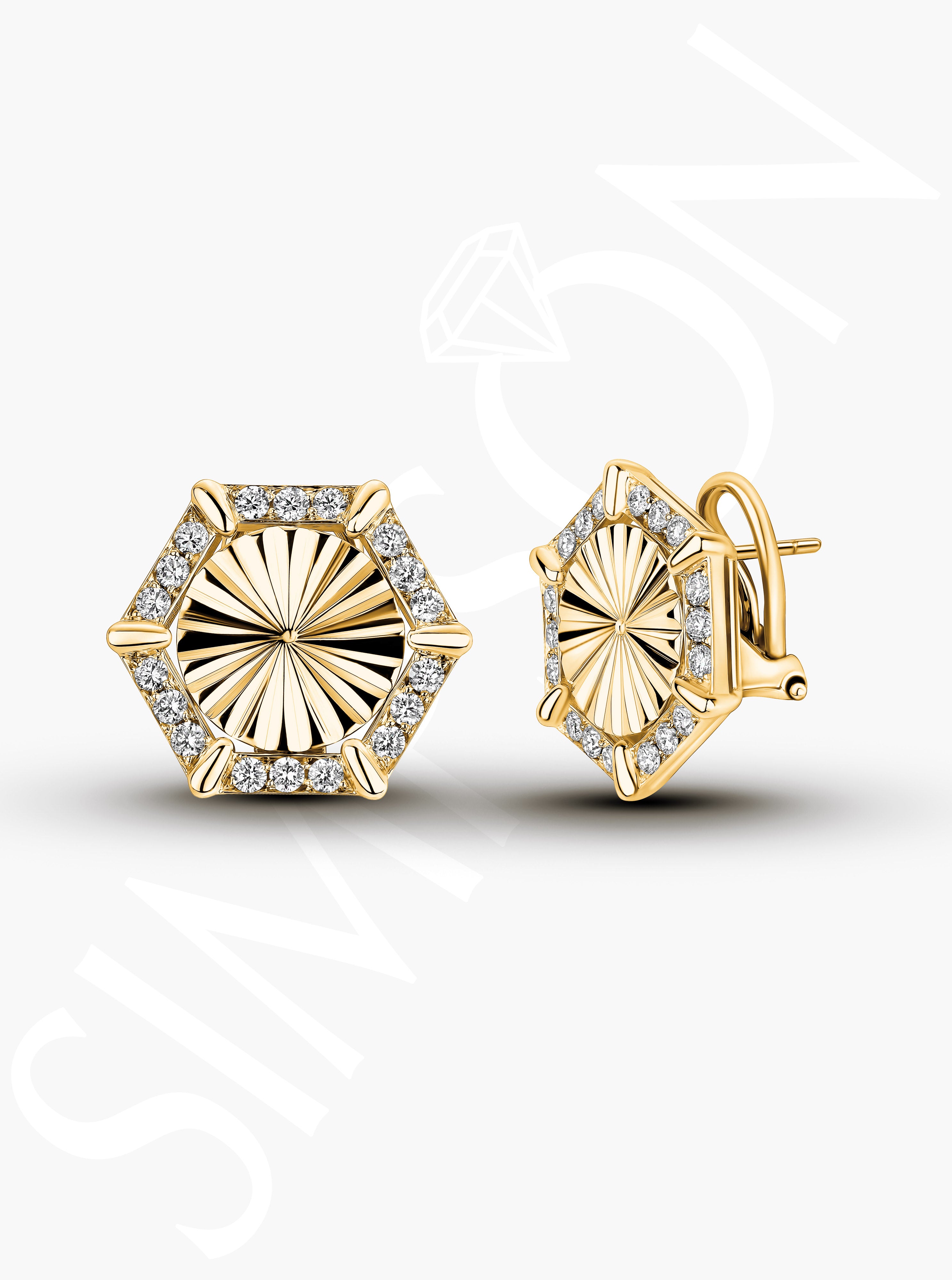 Hexagon Diamond Earrings