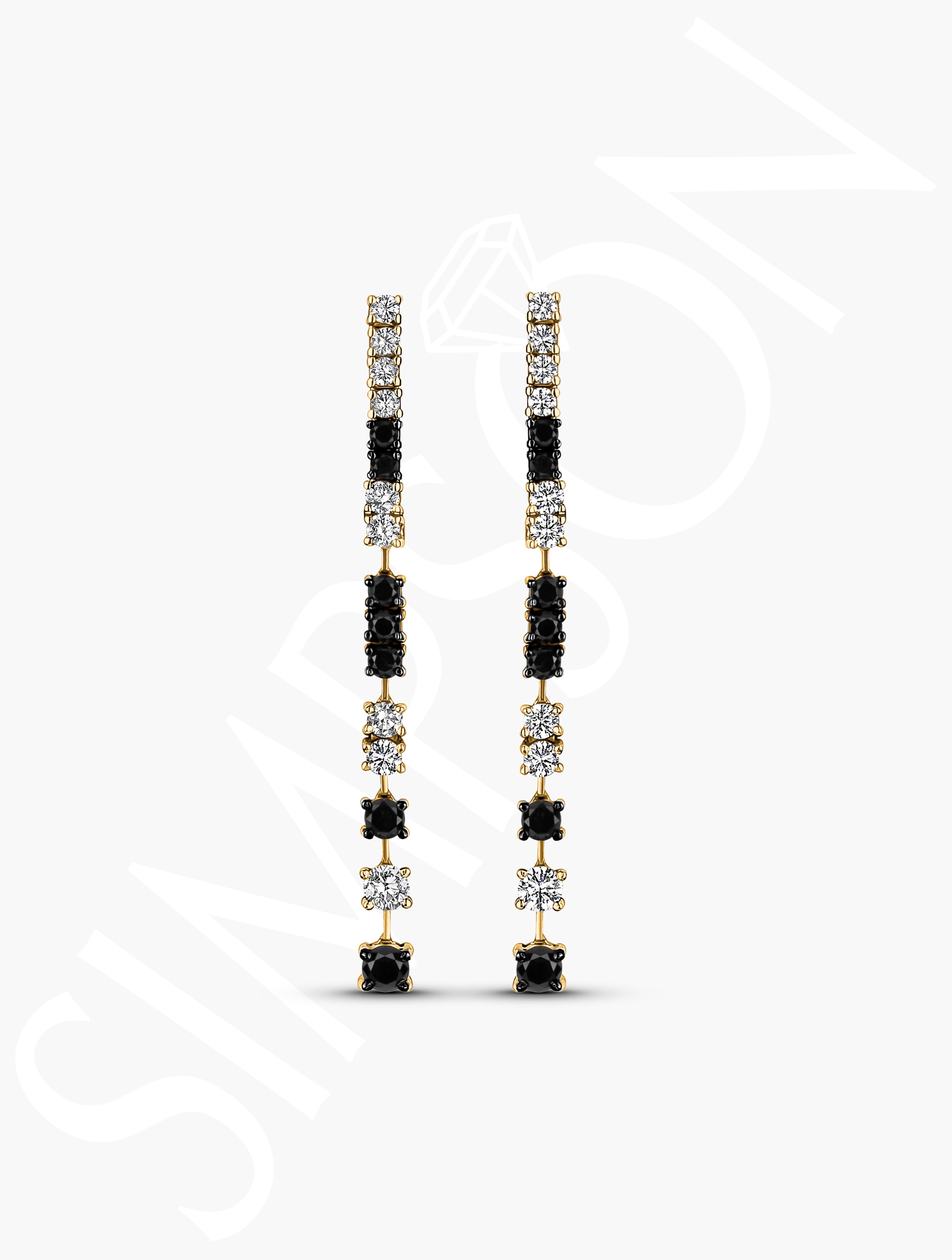 Black and White Diamond Drop Earrings 