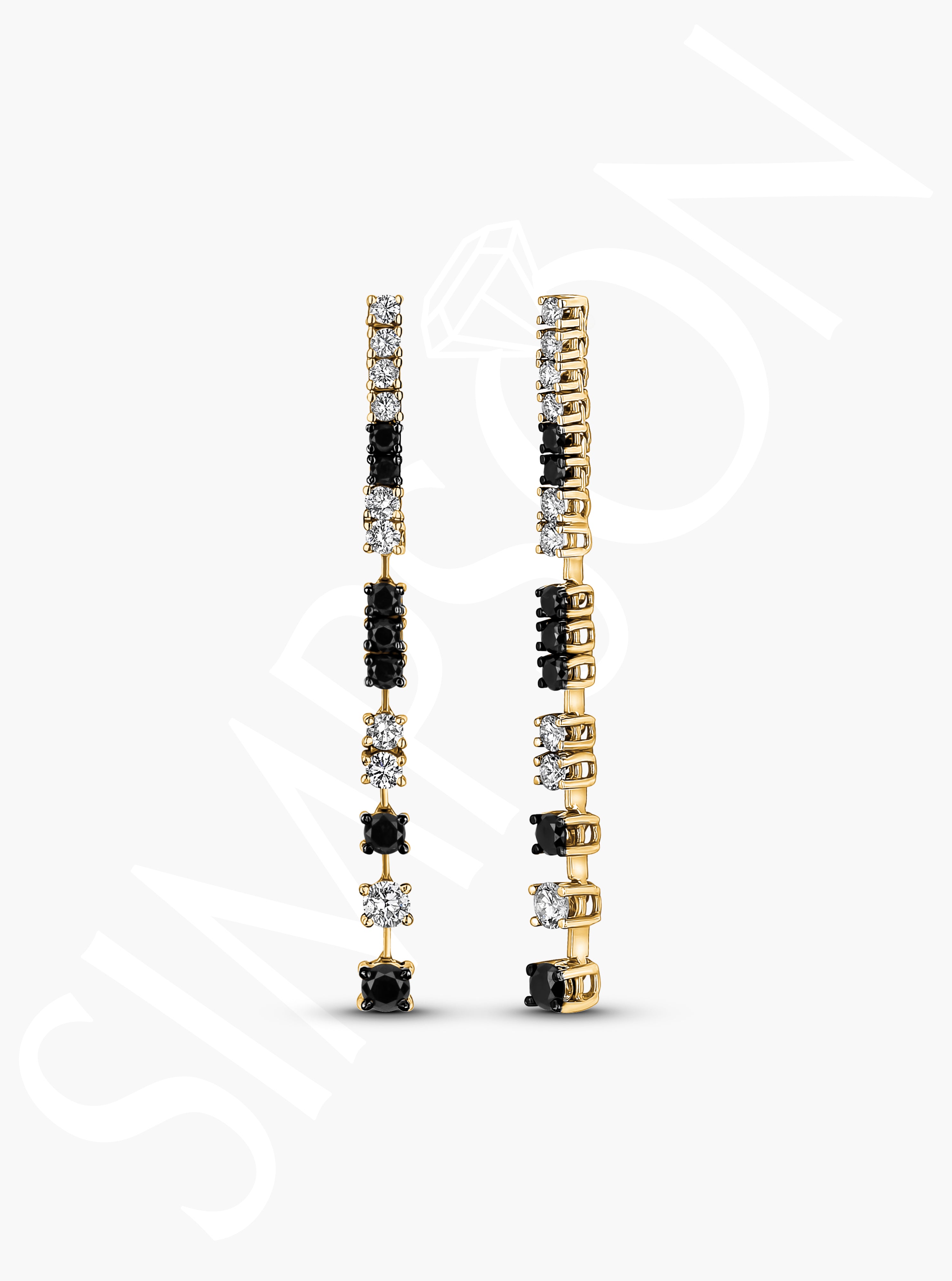 Black and White Diamond Drop Earrings 