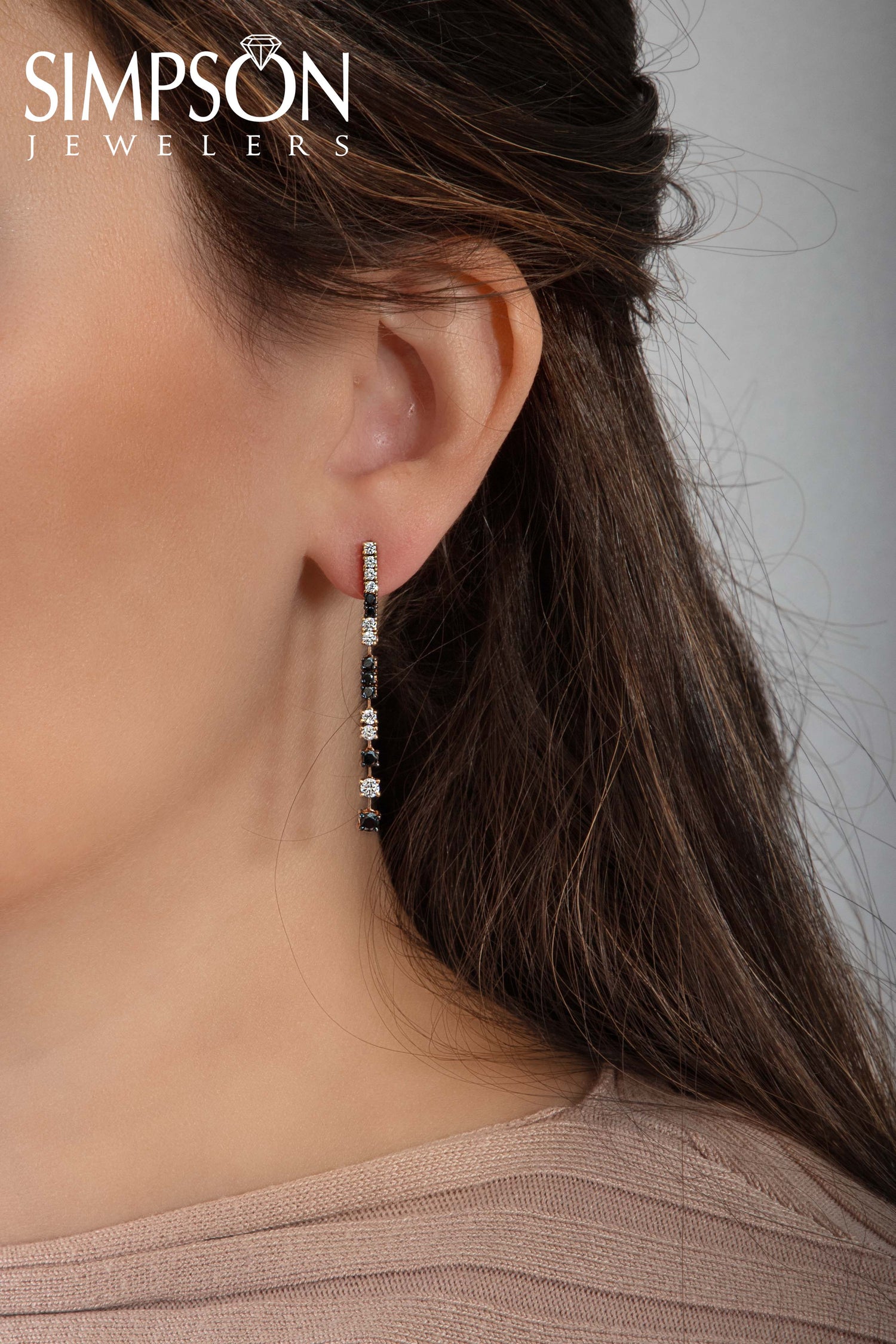 Black and White Diamond Drop Earrings 