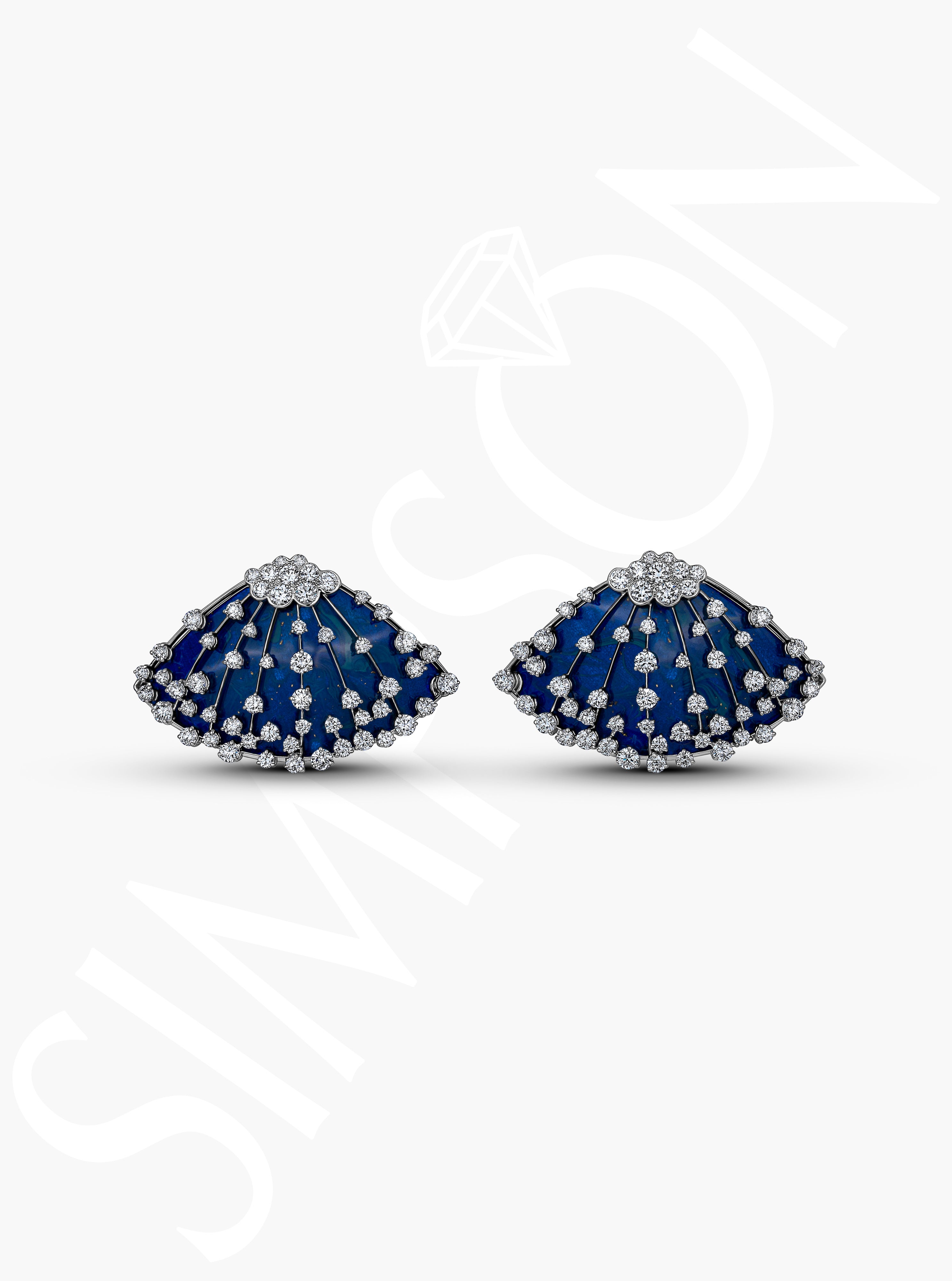 Blue Fan Diamond Earrings