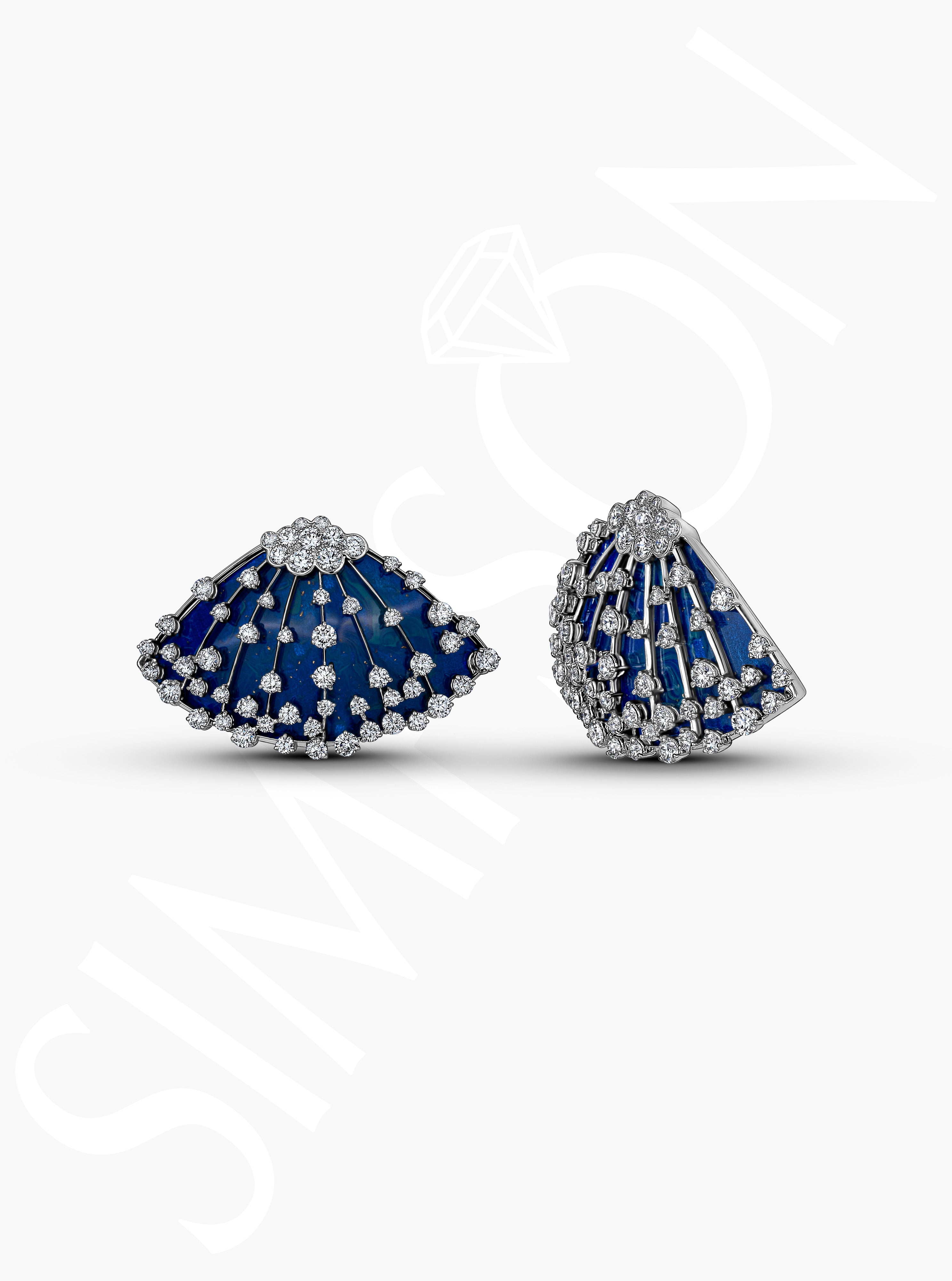 Blue Fan Diamond Earrings