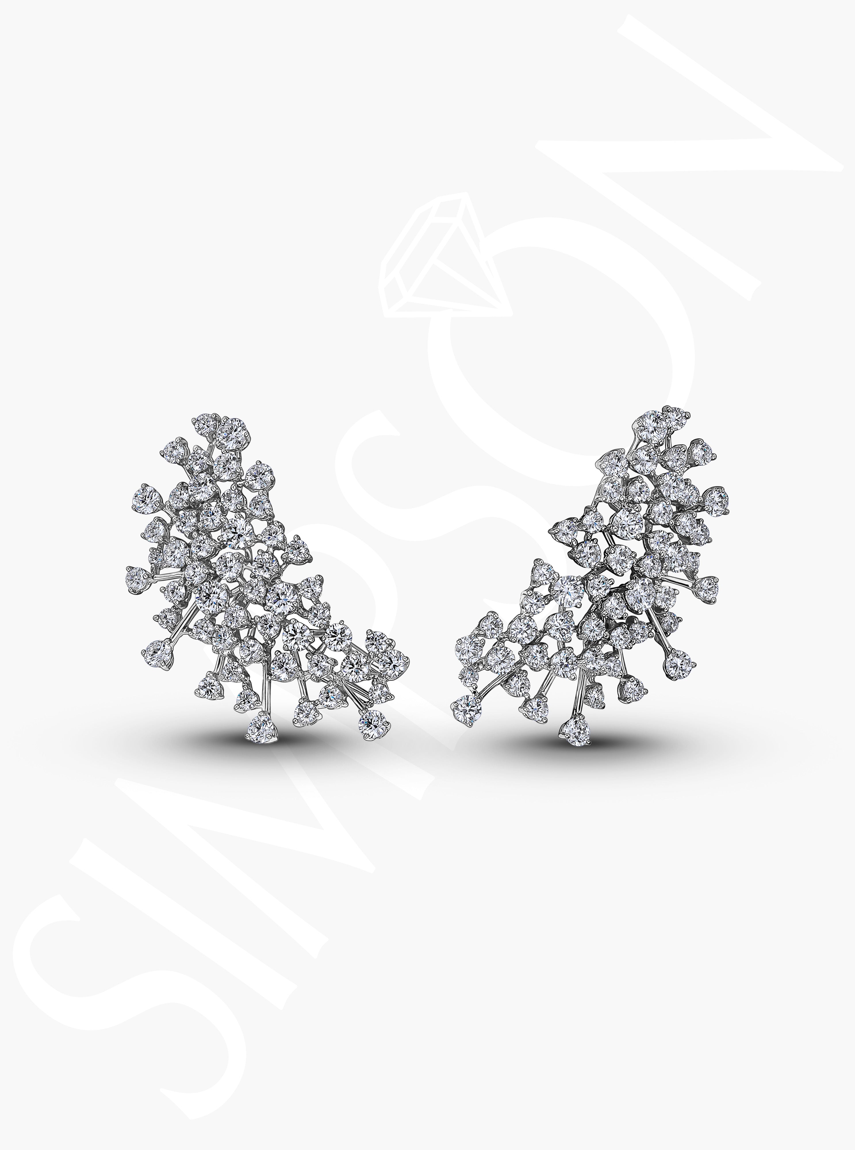 Clustered Diamond Climber Earrings