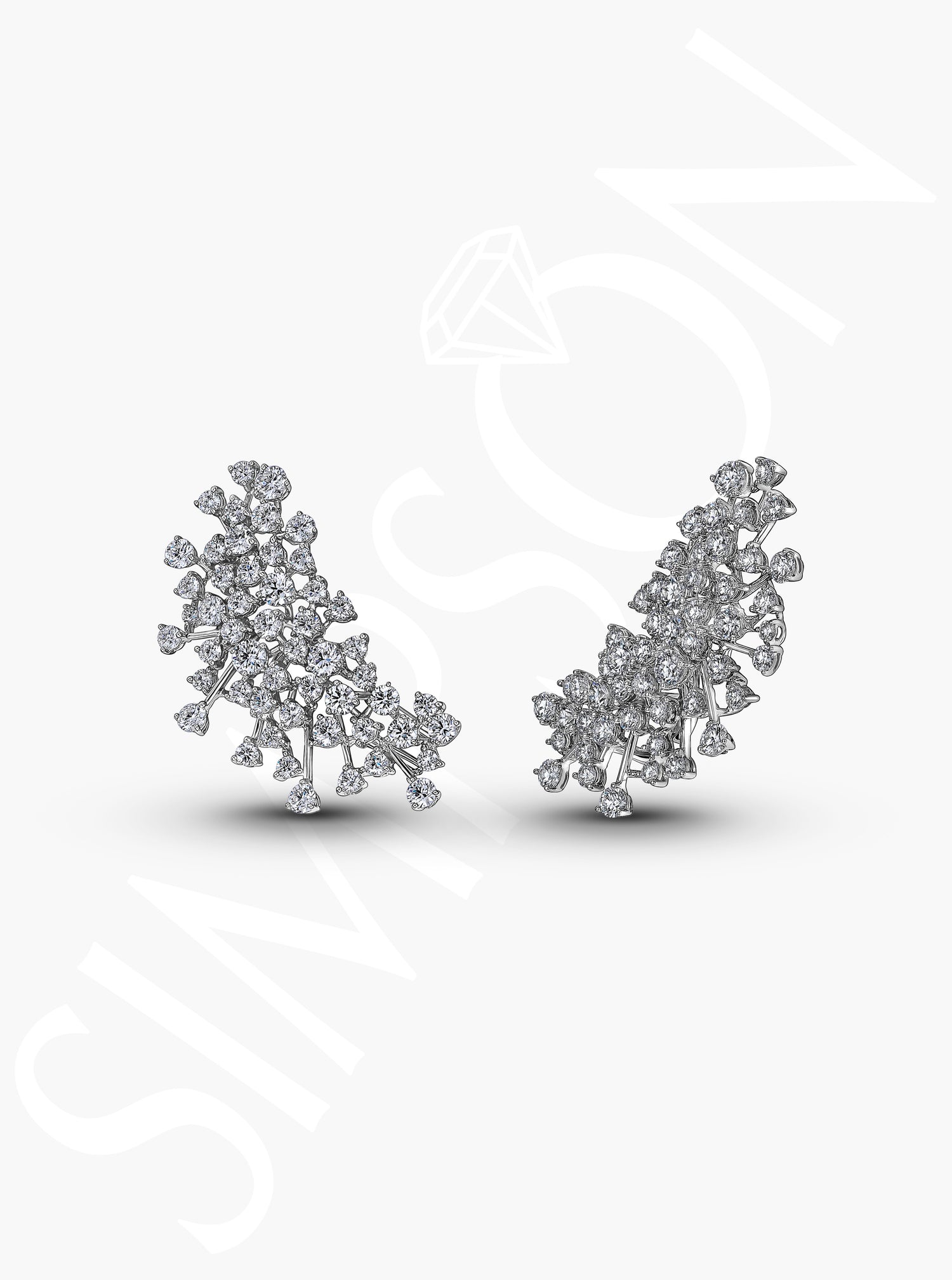 Clustered Diamond Climber Earrings