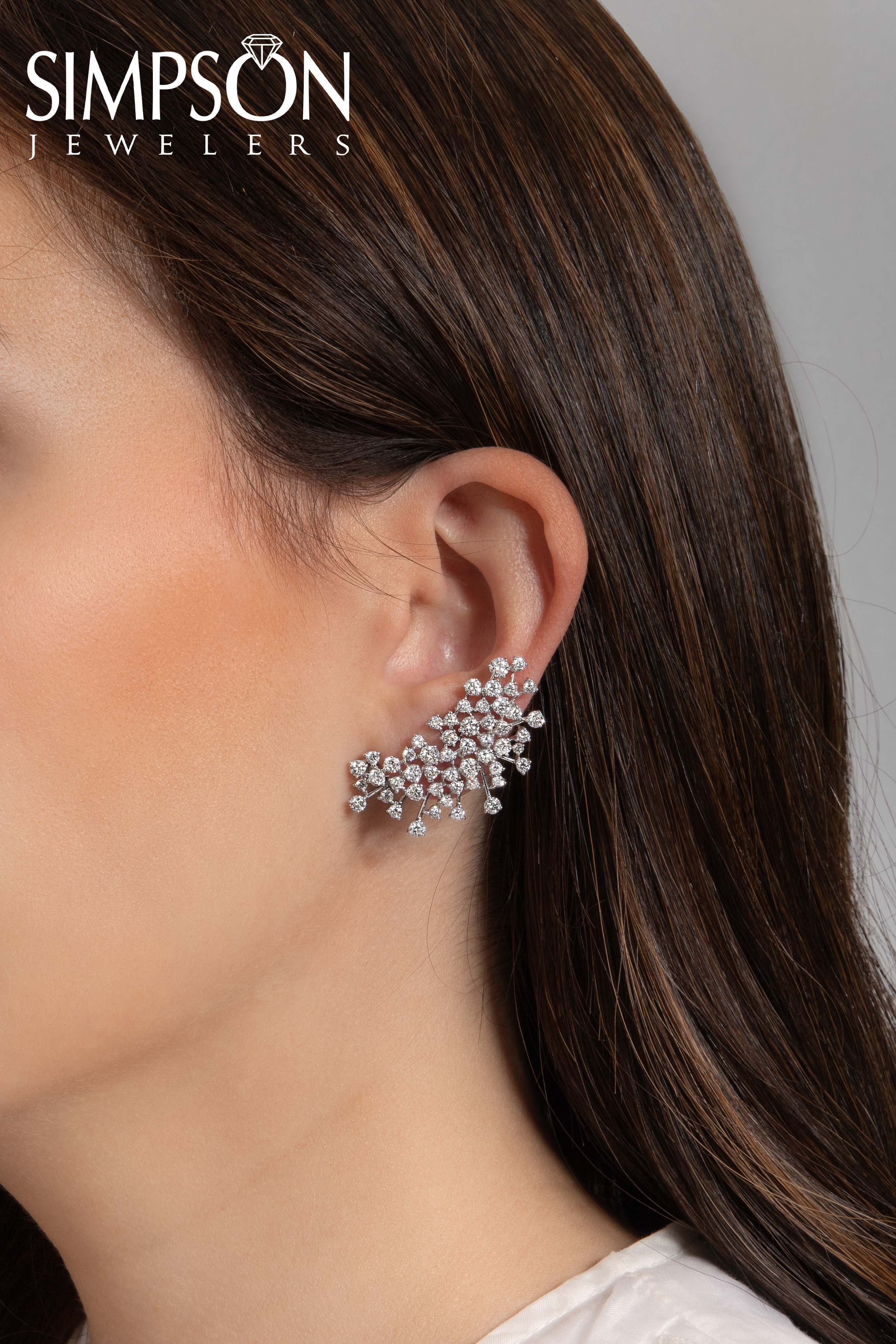 Clustered Diamond Climber Earrings