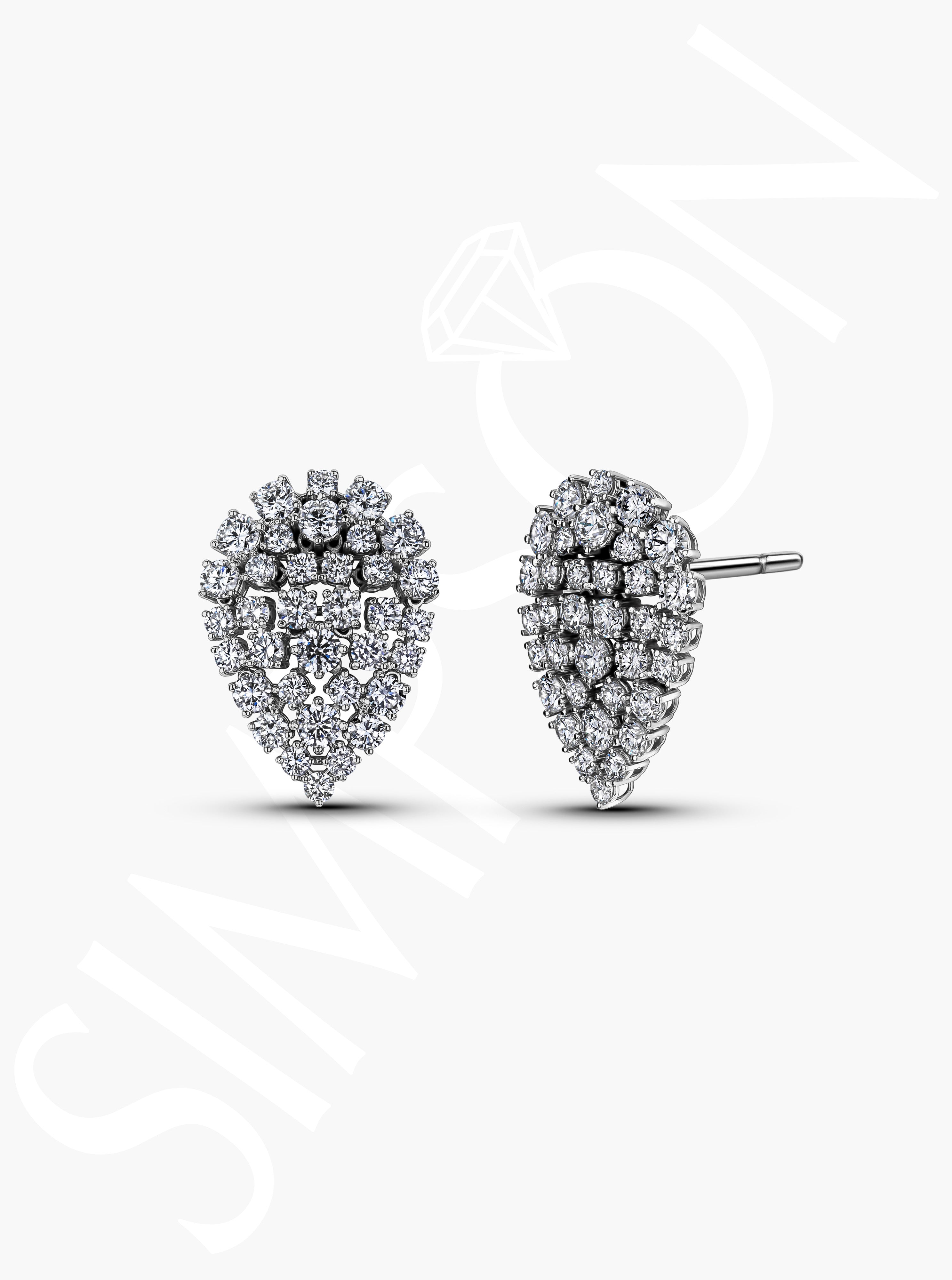 Pear-Shaped Diamond Cluster Stud Earrings