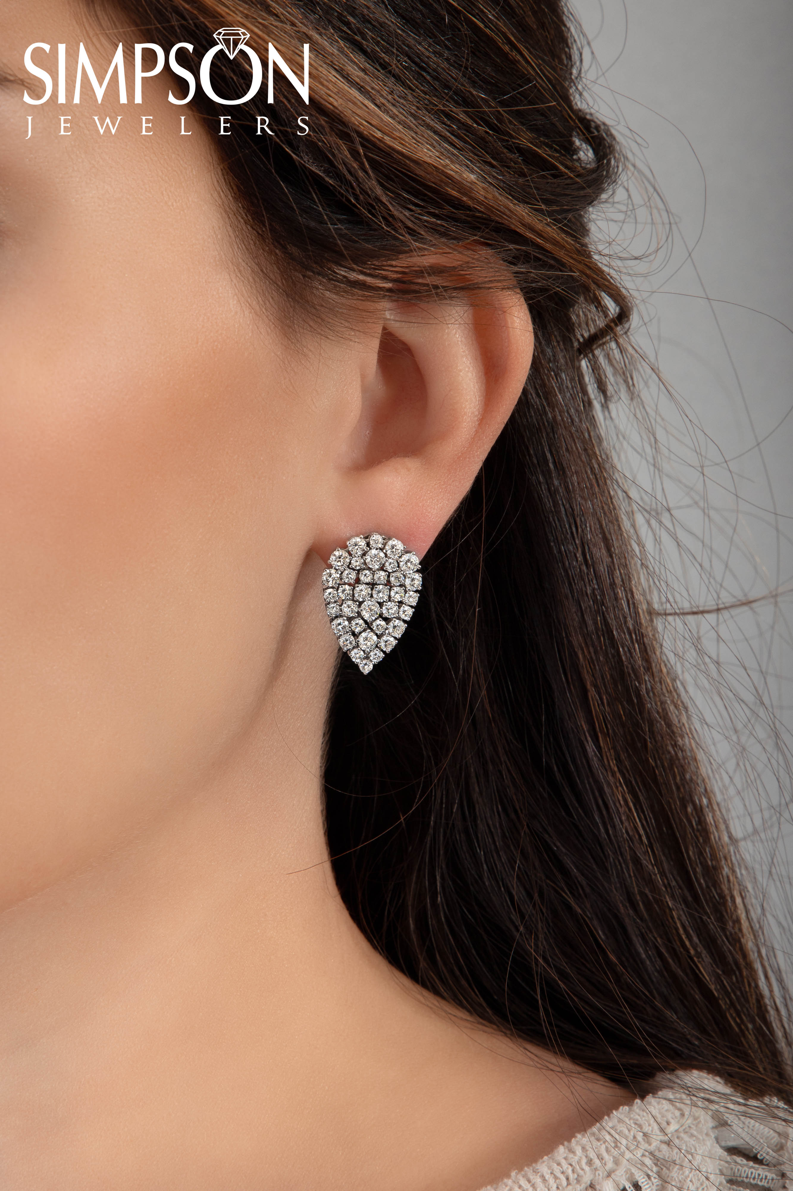 Pear-Shaped Diamond Cluster Stud Earrings